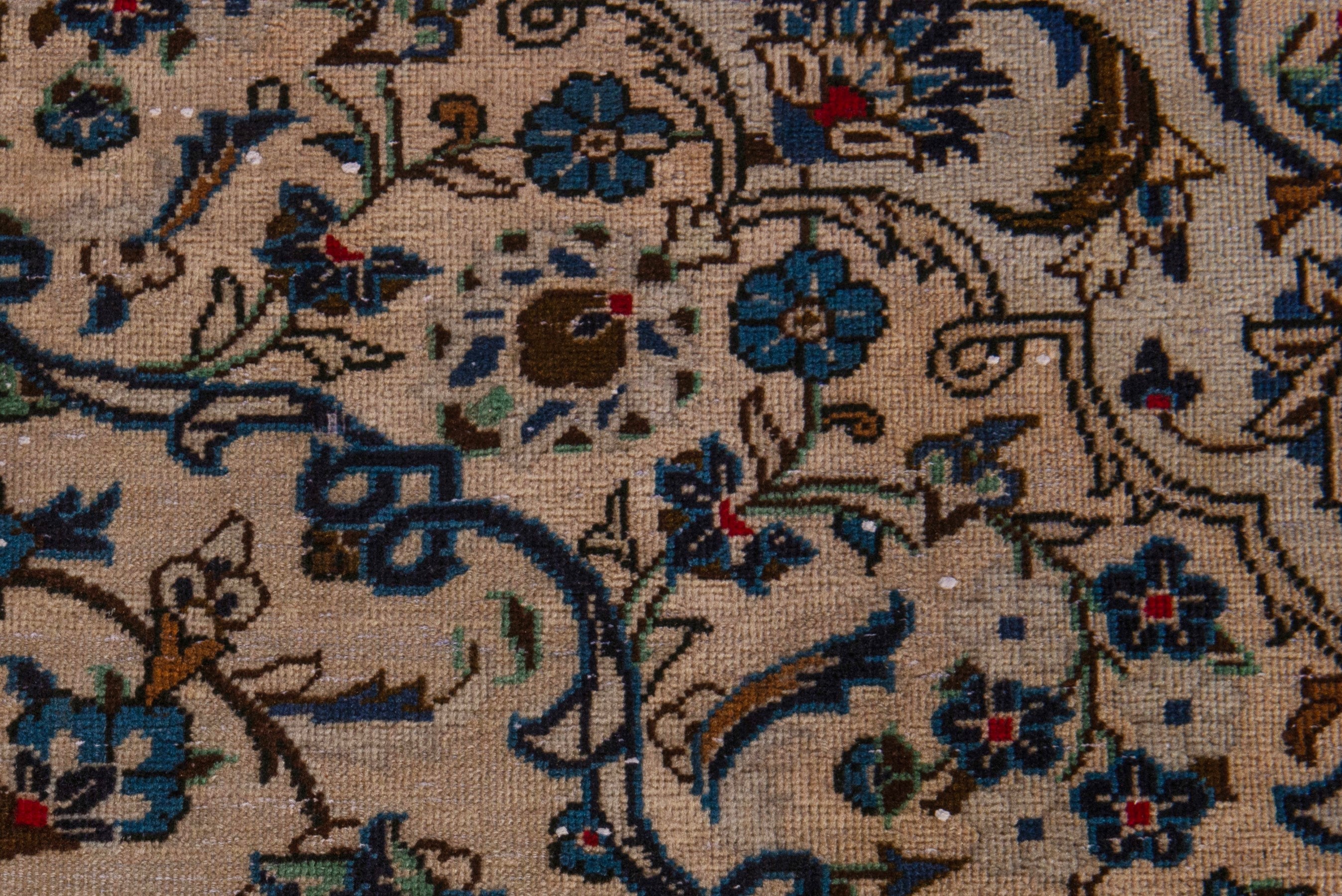 Persian Kashan oversized rug in cream and dark taupe, view 15 of 22