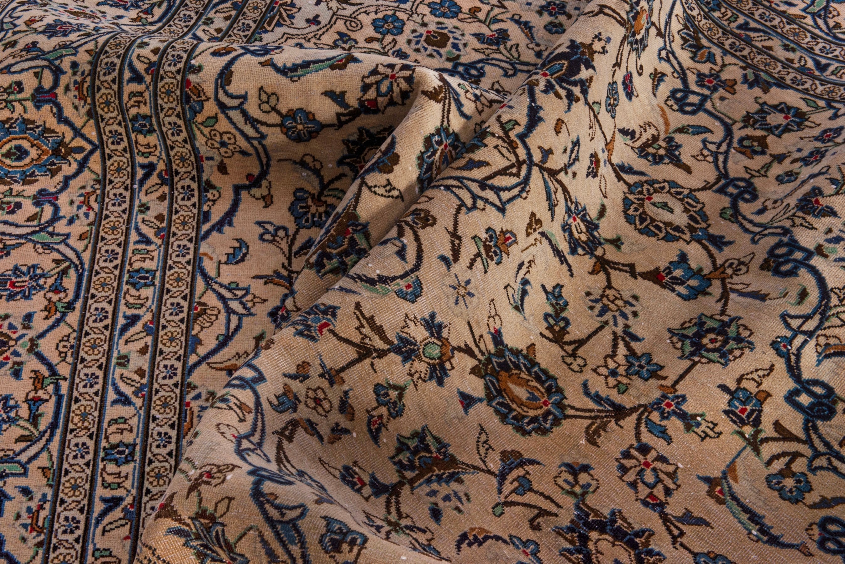 Persian Kashan oversized rug in cream and dark taupe, view 18 of 22