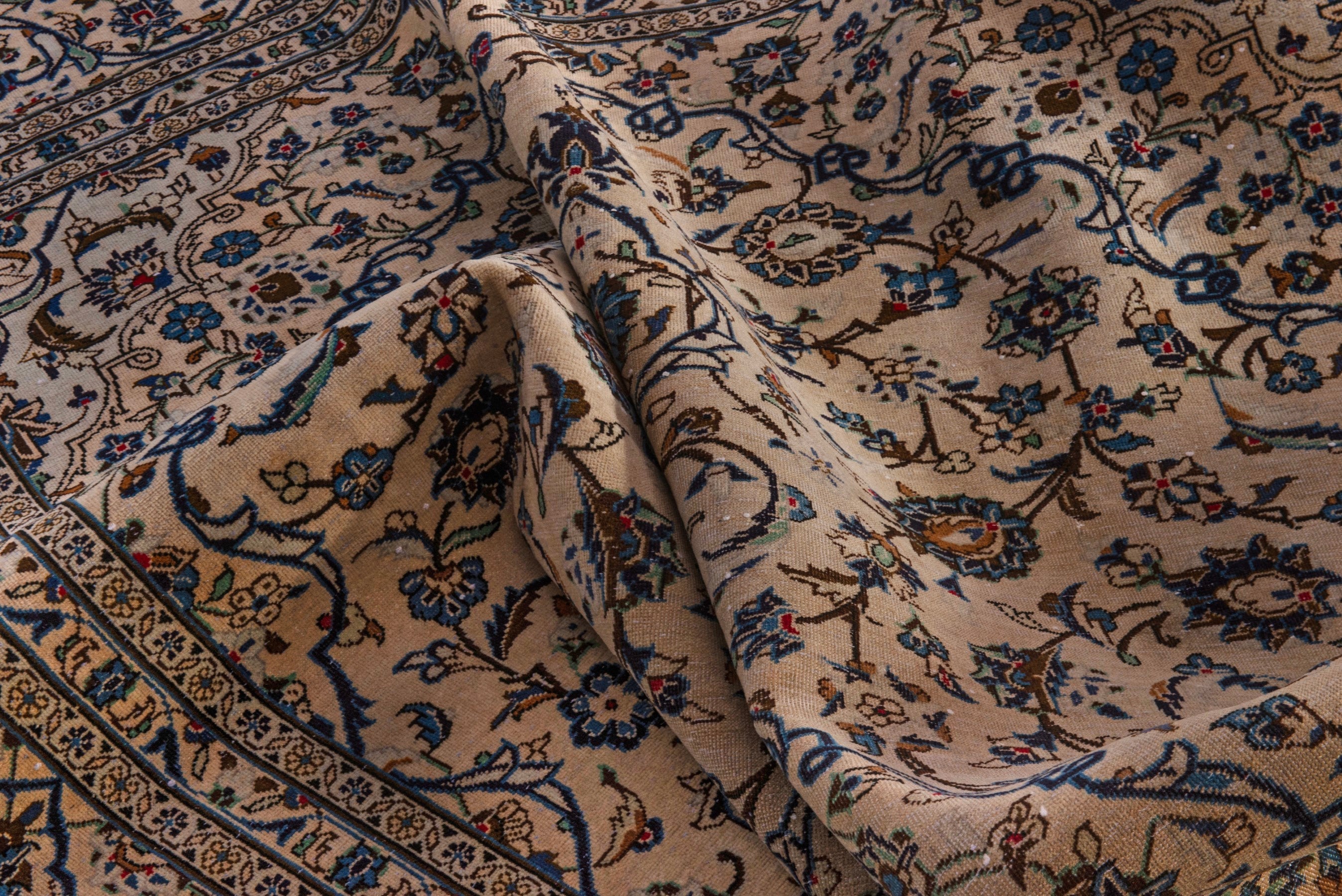 Persian Kashan oversized rug in cream and dark taupe, view 20 of 22