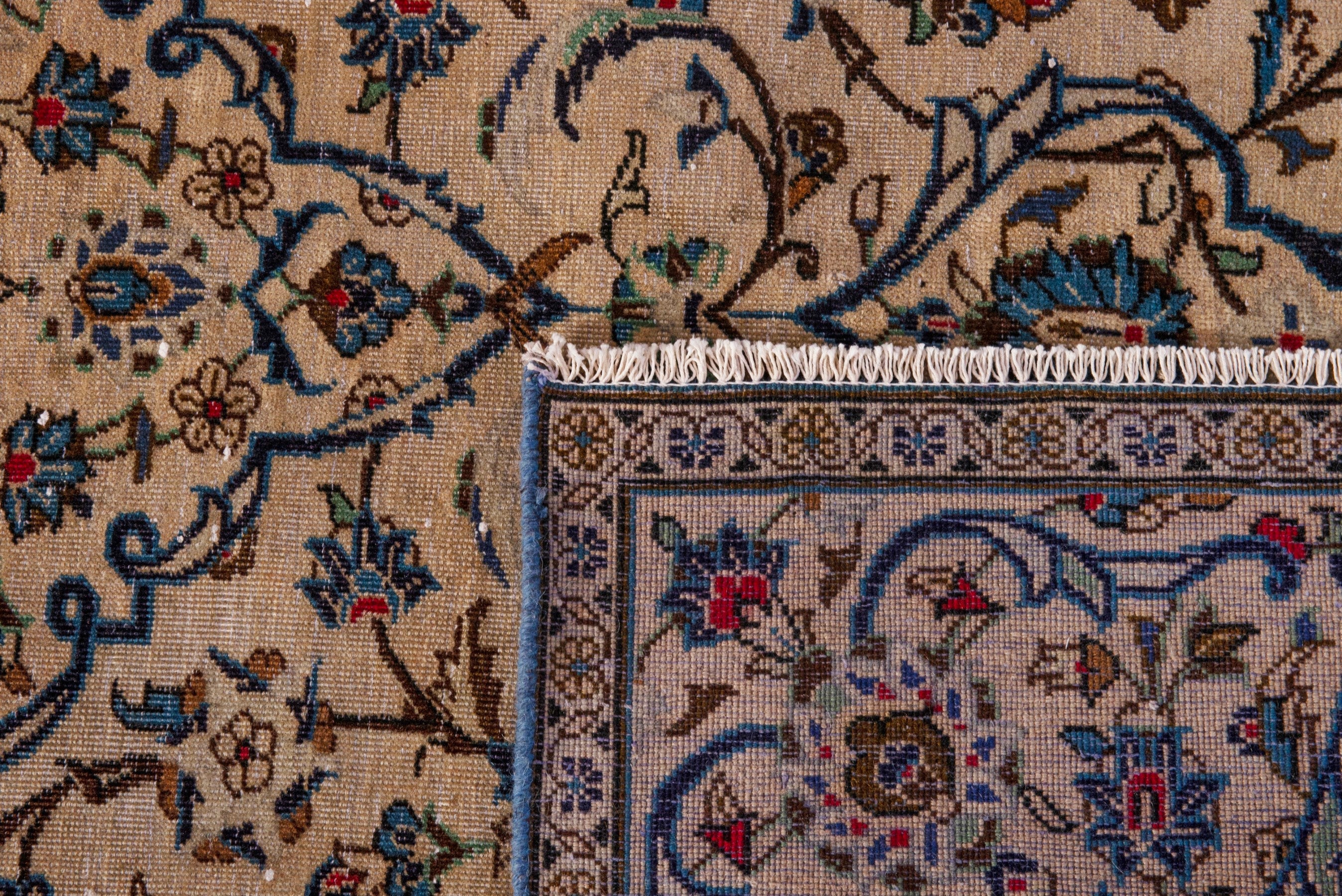 Persian Kashan oversized rug in cream and dark taupe, view 22 of 22