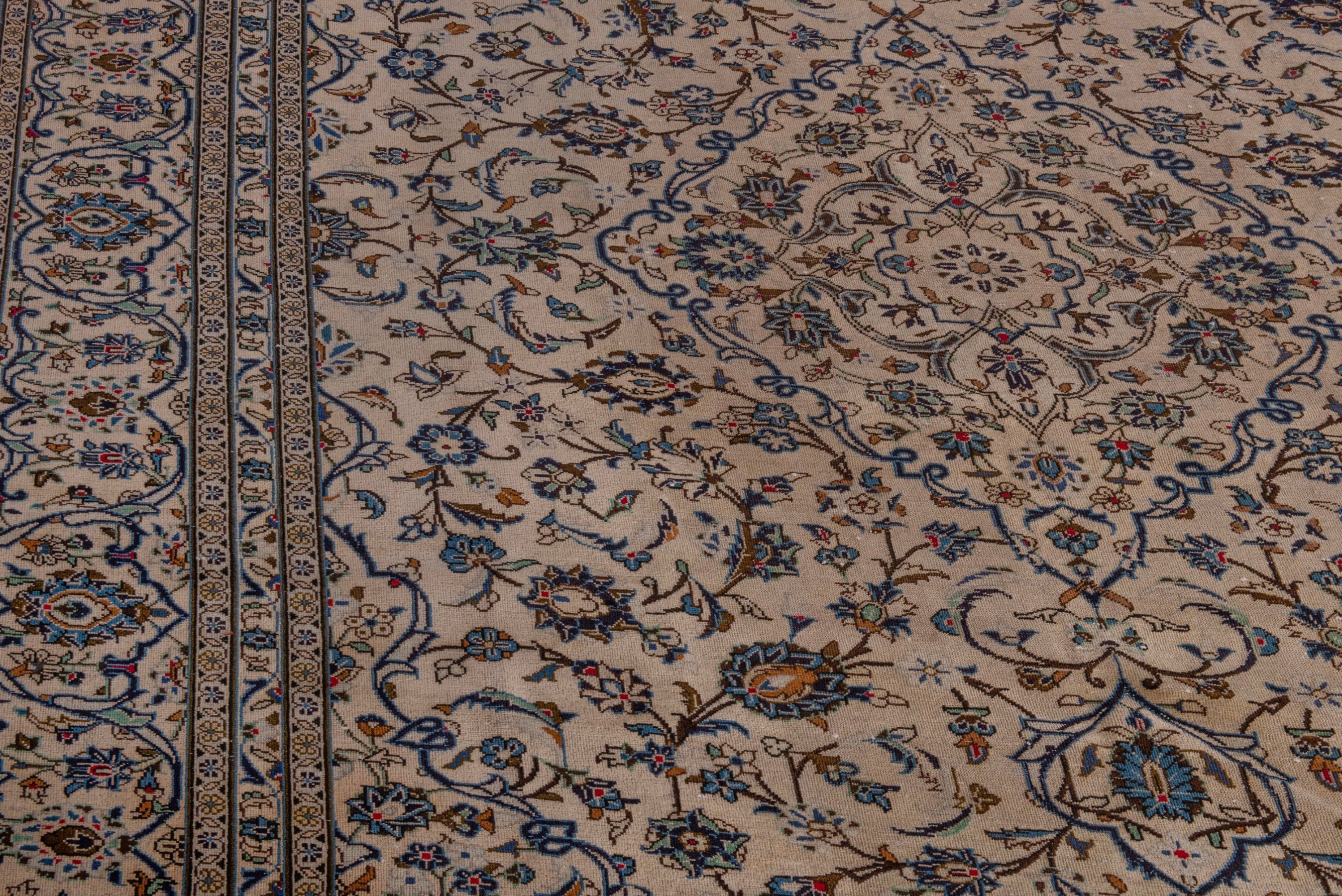 Persian Kashan oversized rug in cream and dark taupe, view 7 of 22