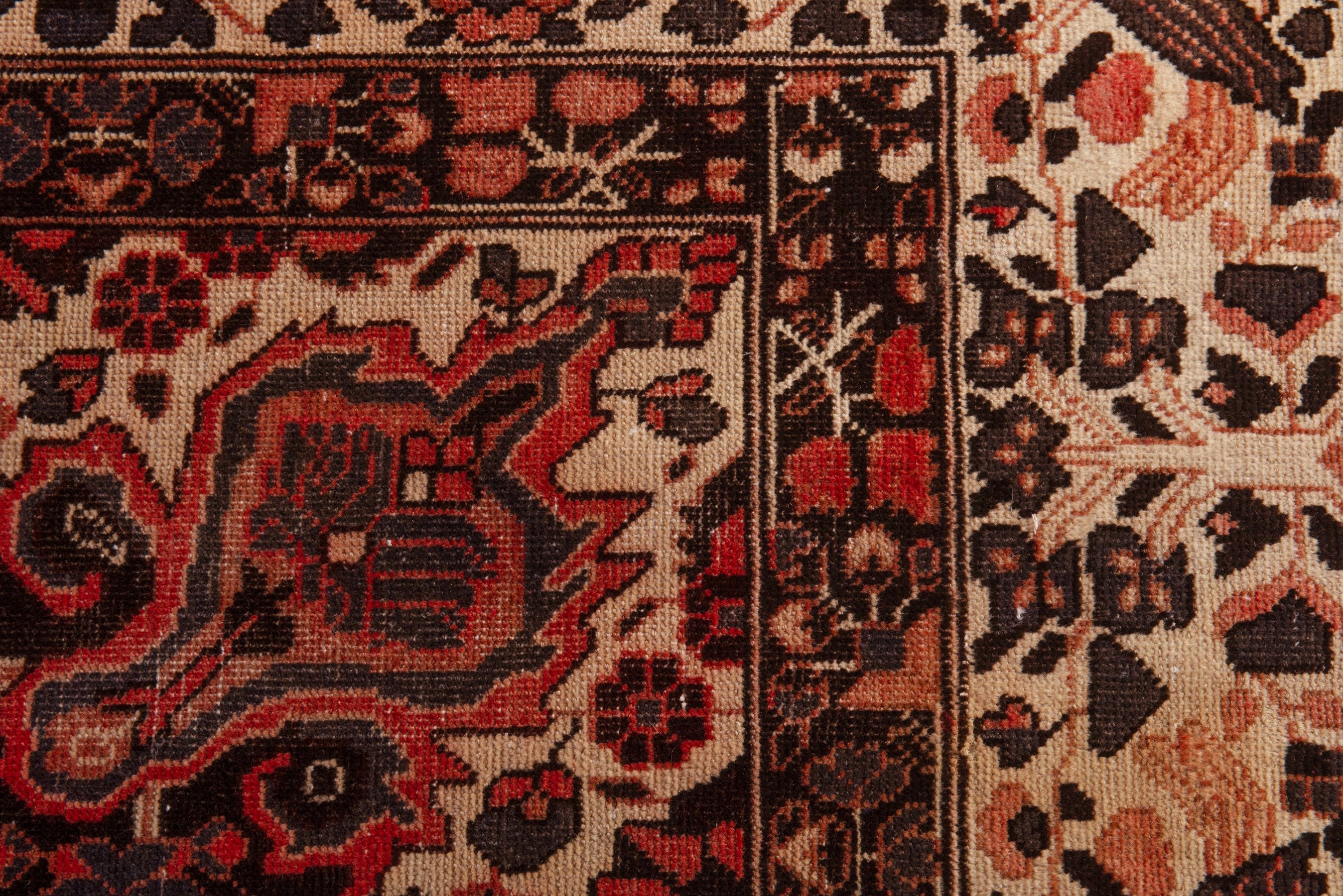Persian Ferdos area rug in rust and cream, view 16 of 21