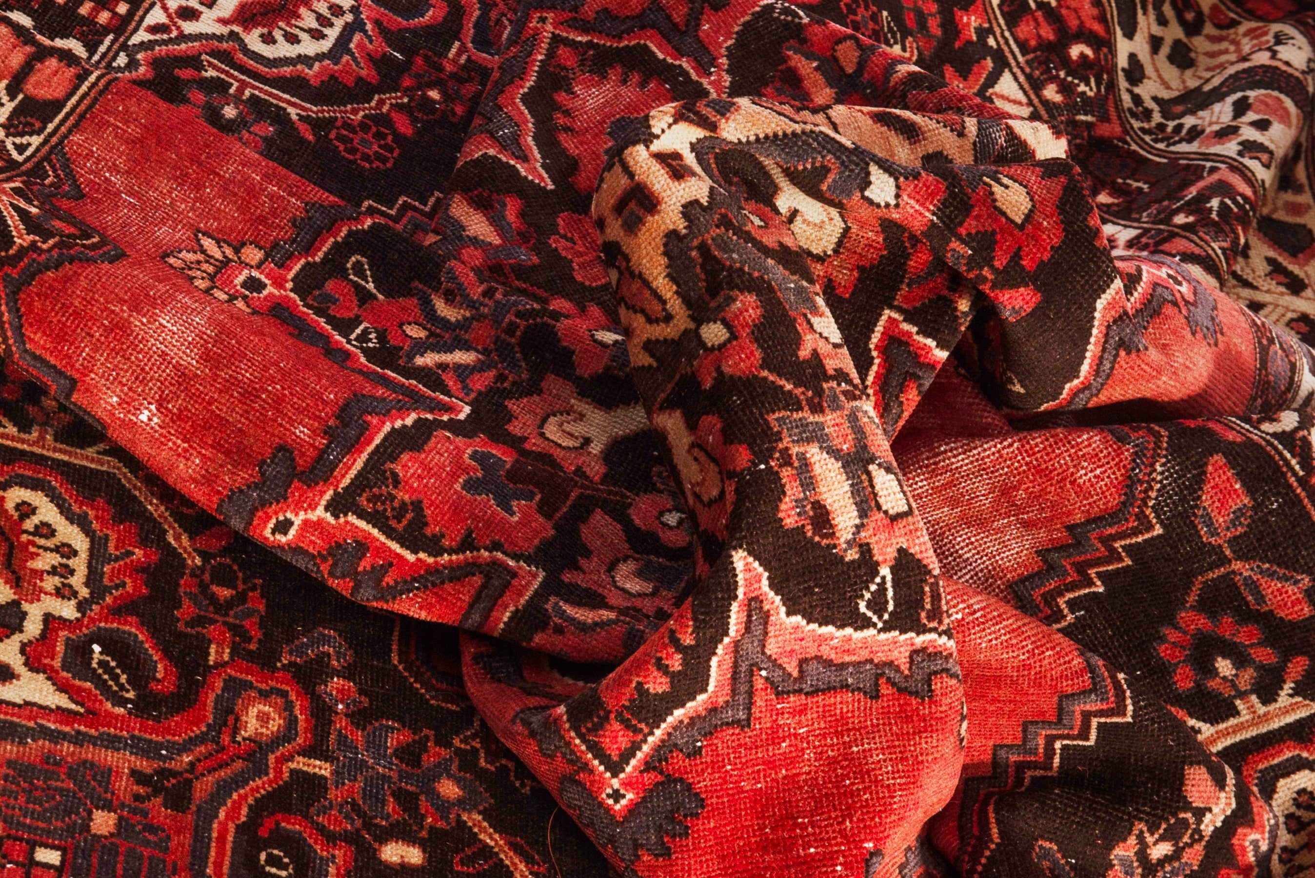 Persian Ferdos area rug in rust and cream, view 17 of 21