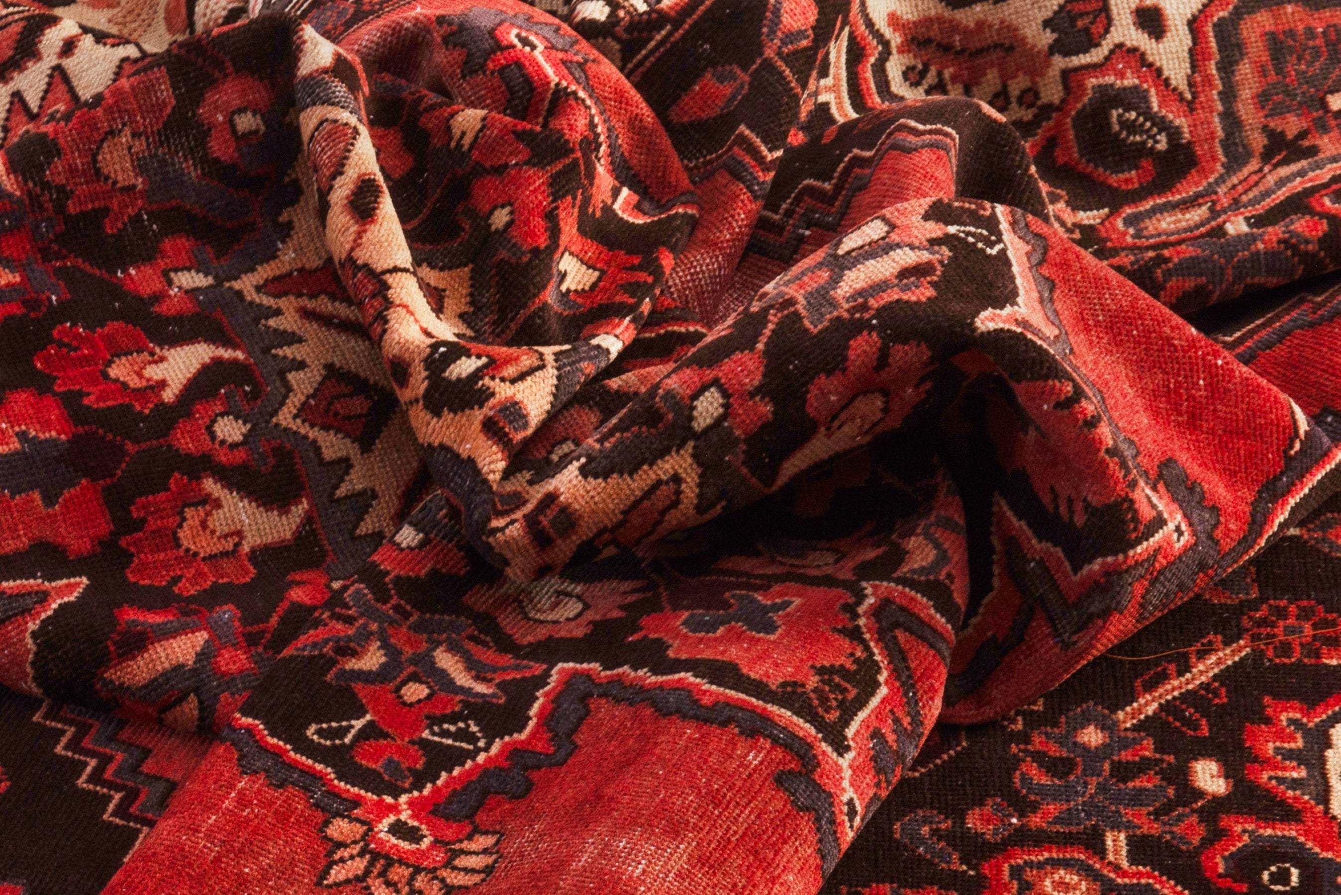 Persian Ferdos area rug in rust and cream, view 19 of 21