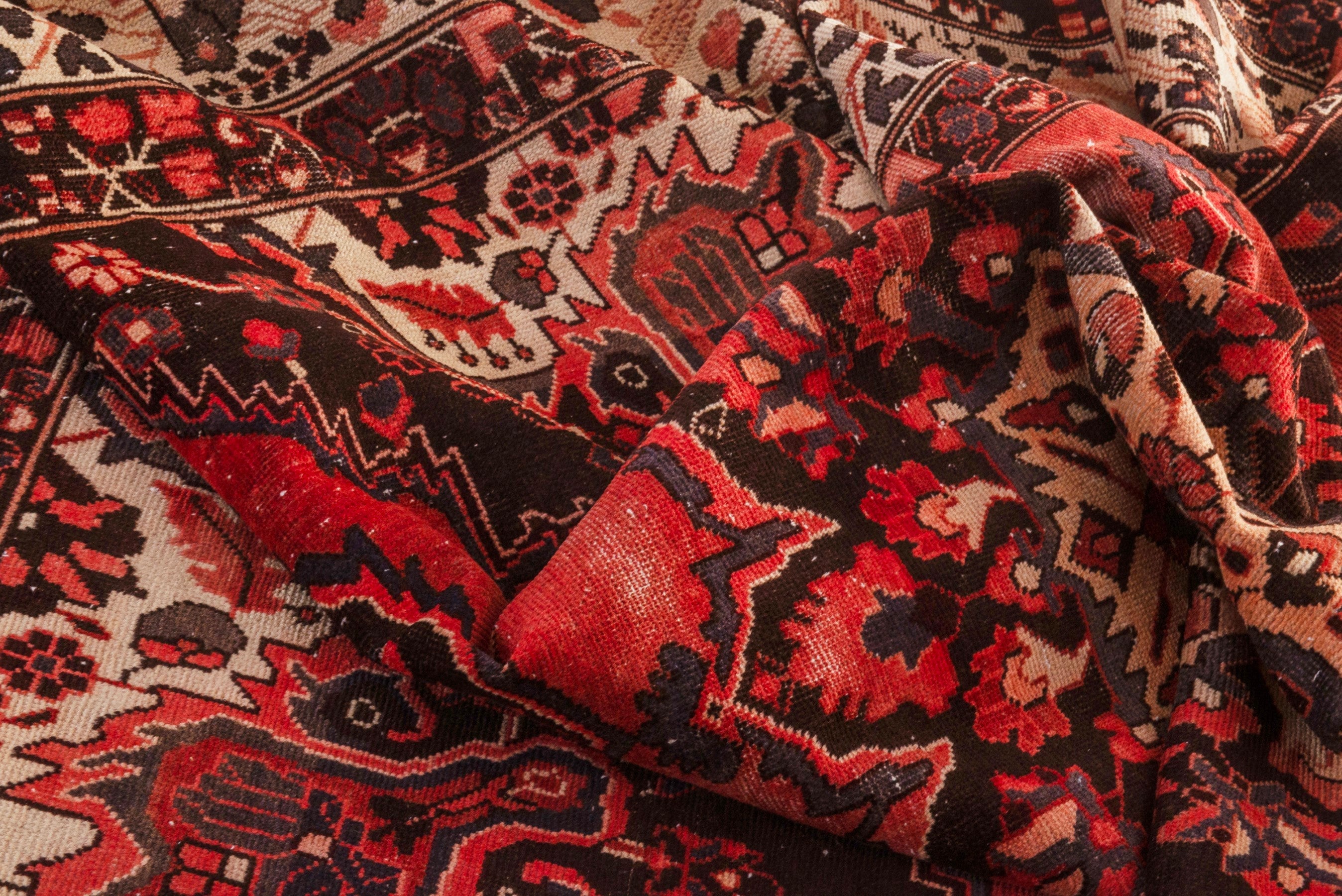 Persian Ferdos area rug in rust and cream, view 20 of 21