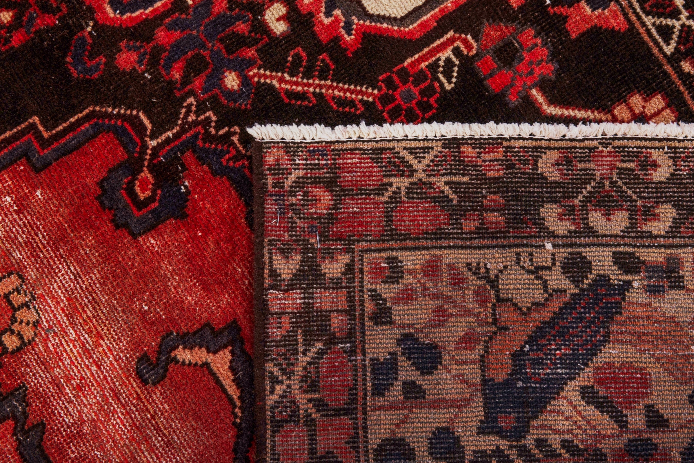 Persian Ferdos area rug in rust and cream, view 21 of 21