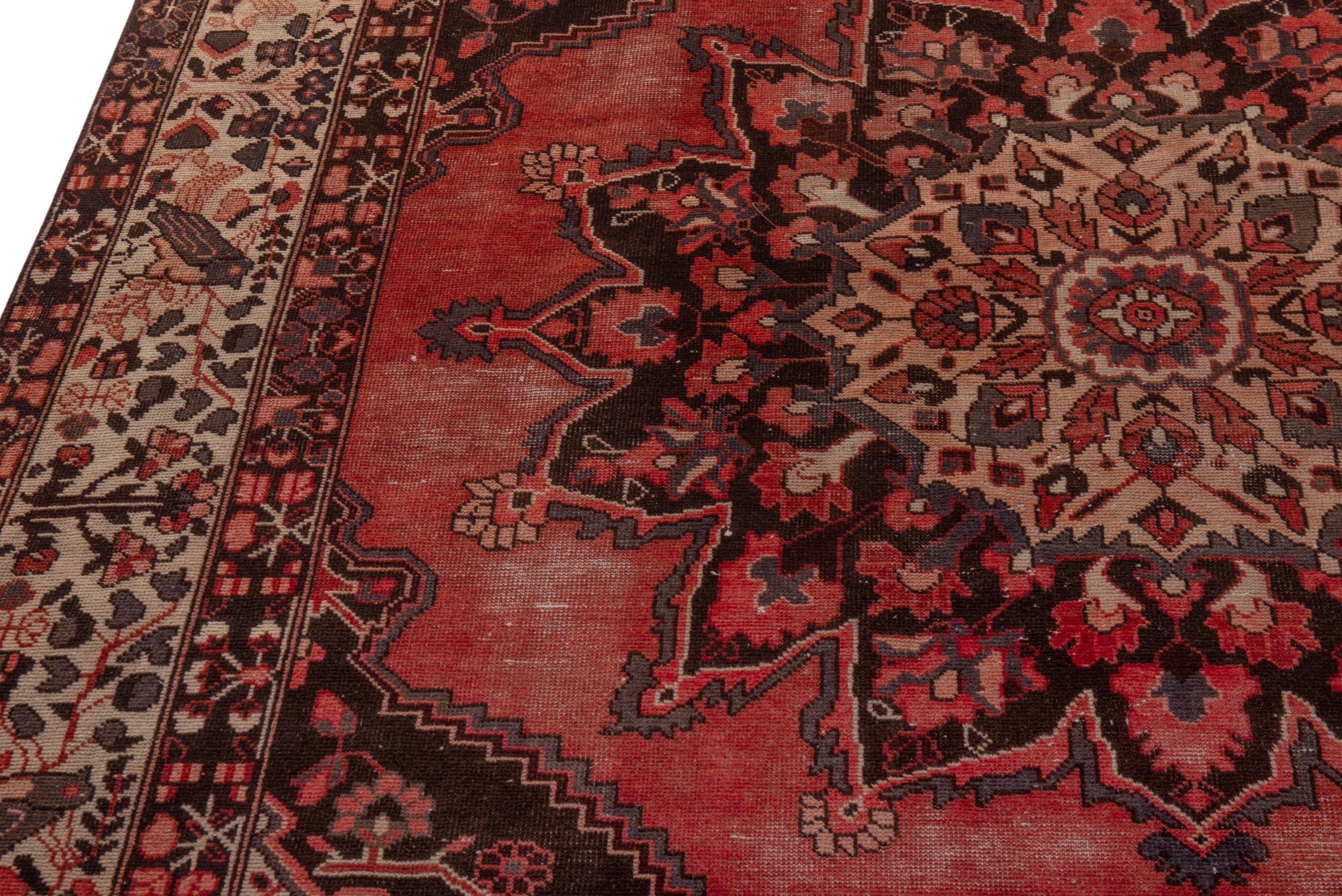 Persian Ferdos area rug in rust and cream, view 7 of 21
