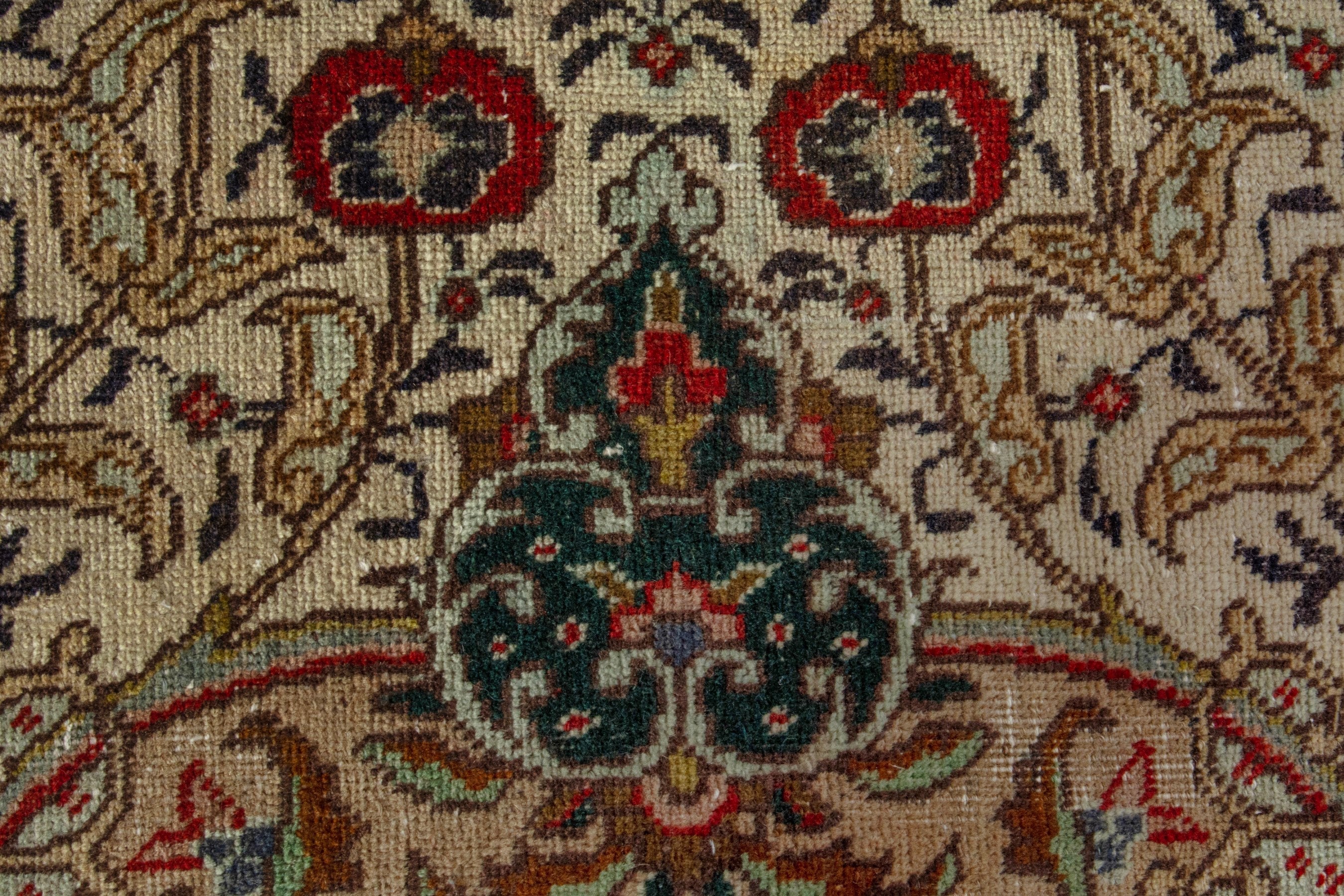 Persian Tabriz area rug in cream and burgundy, view 12 of 18