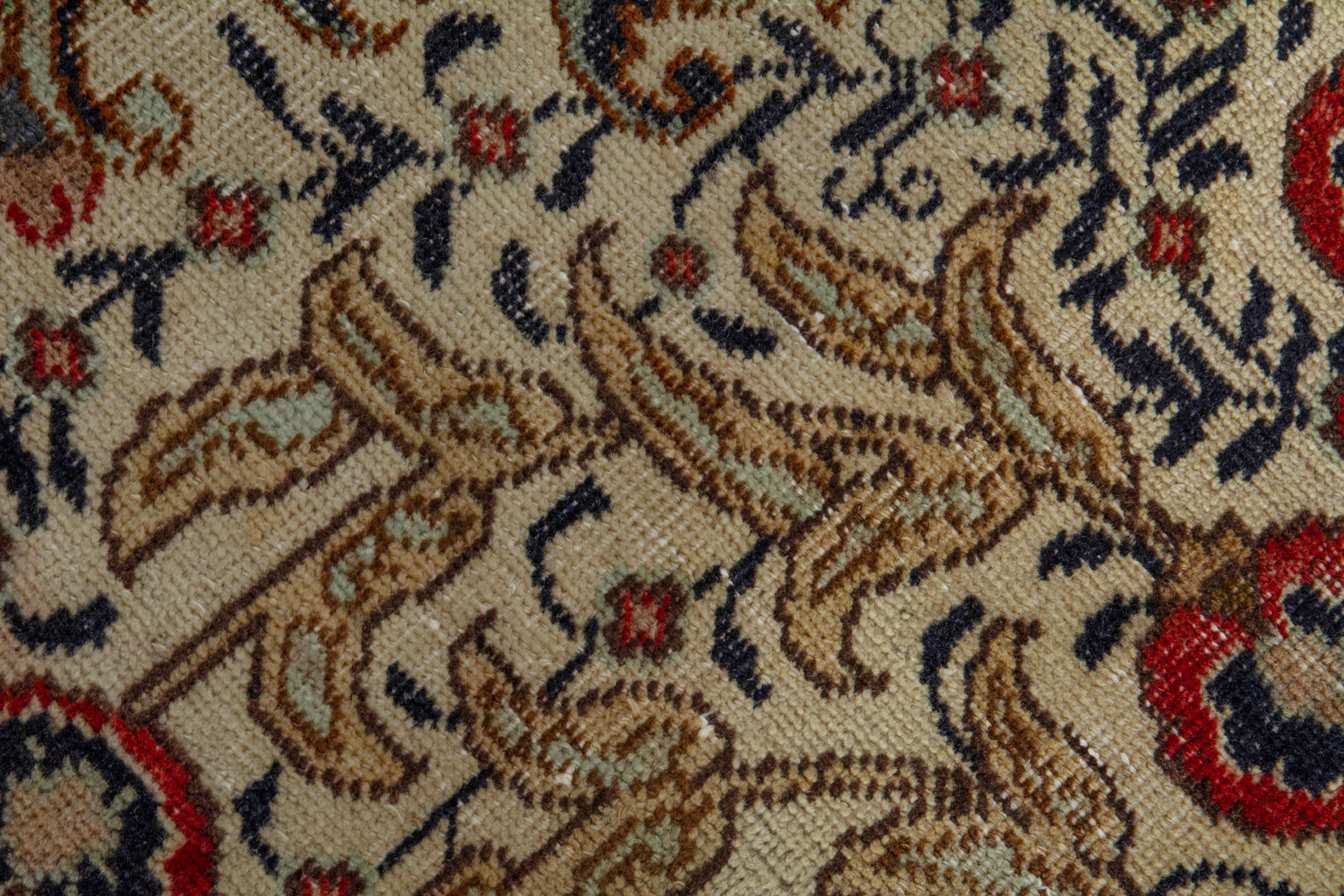 Persian Tabriz area rug in cream and burgundy, view 13 of 18
