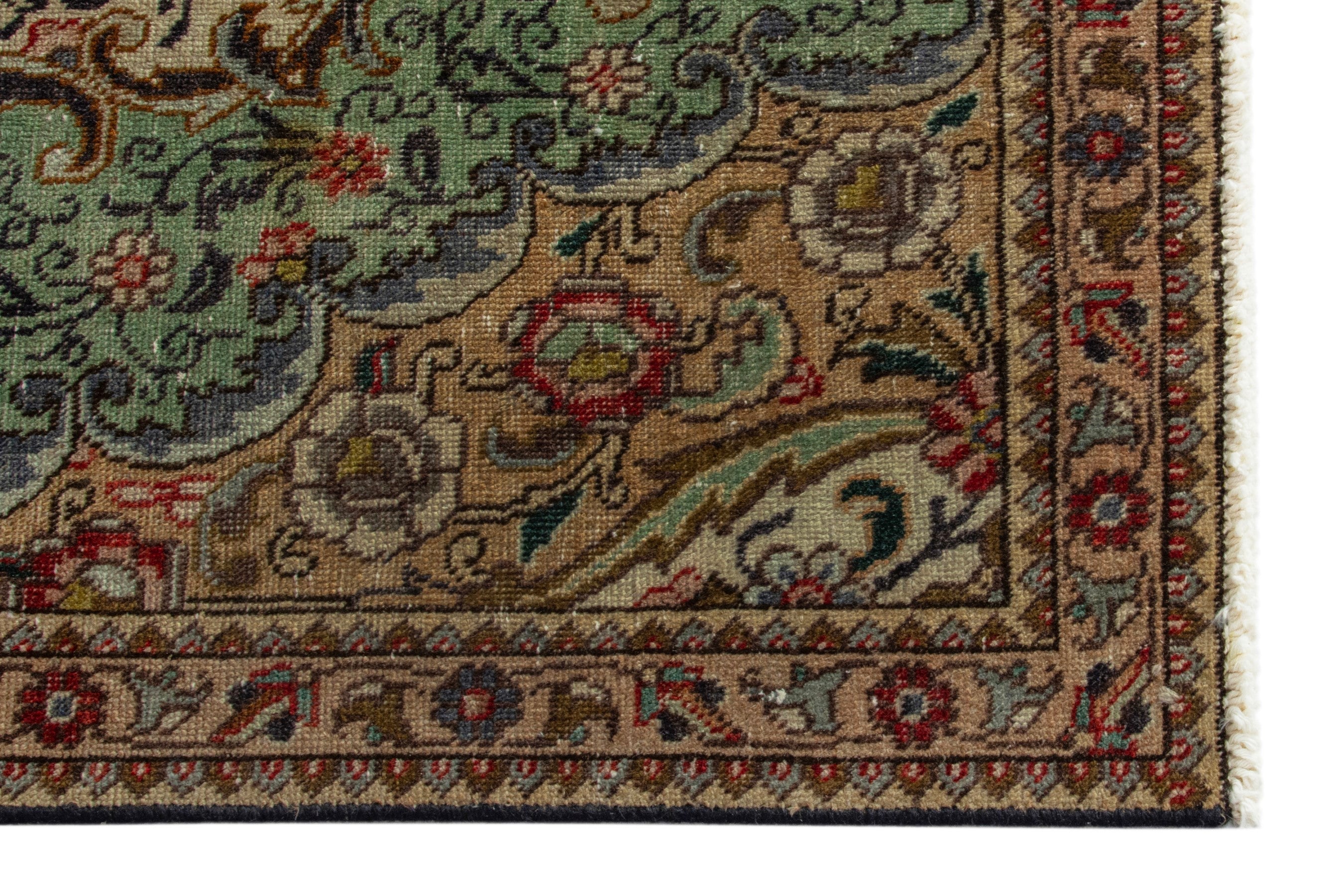 Persian Tabriz area rug in cream and burgundy, view 5 of 18