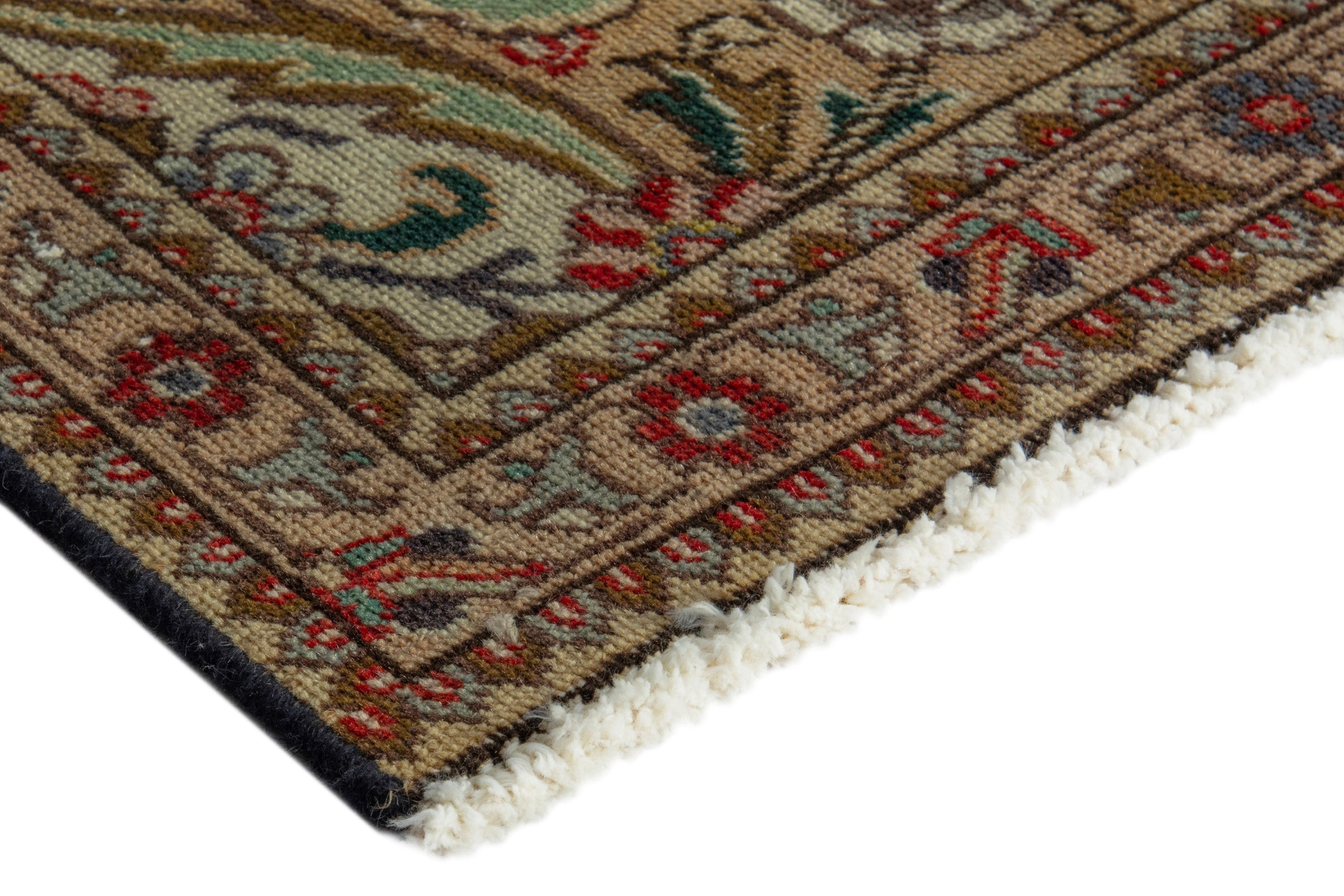 Persian Tabriz area rug in cream and burgundy, view 6 of 18