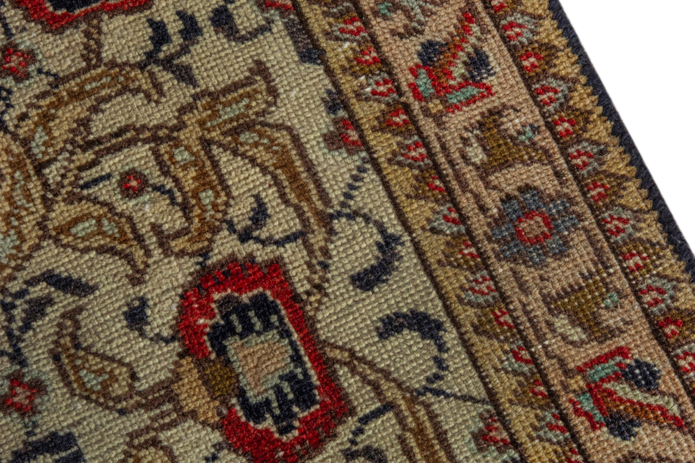 Persian Tabriz area rug in cream and burgundy, view 7 of 18