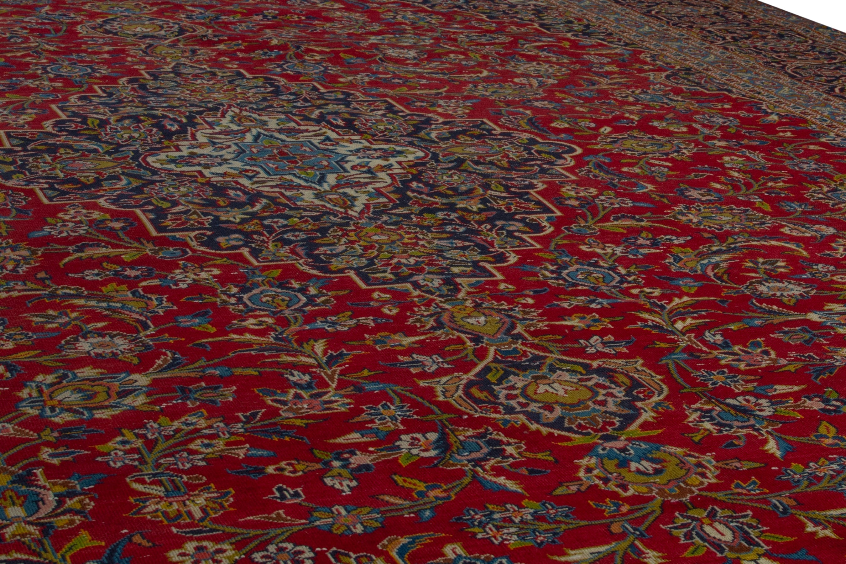 Persian Kashan oversized rug in deep red and brown, view 10 of 22