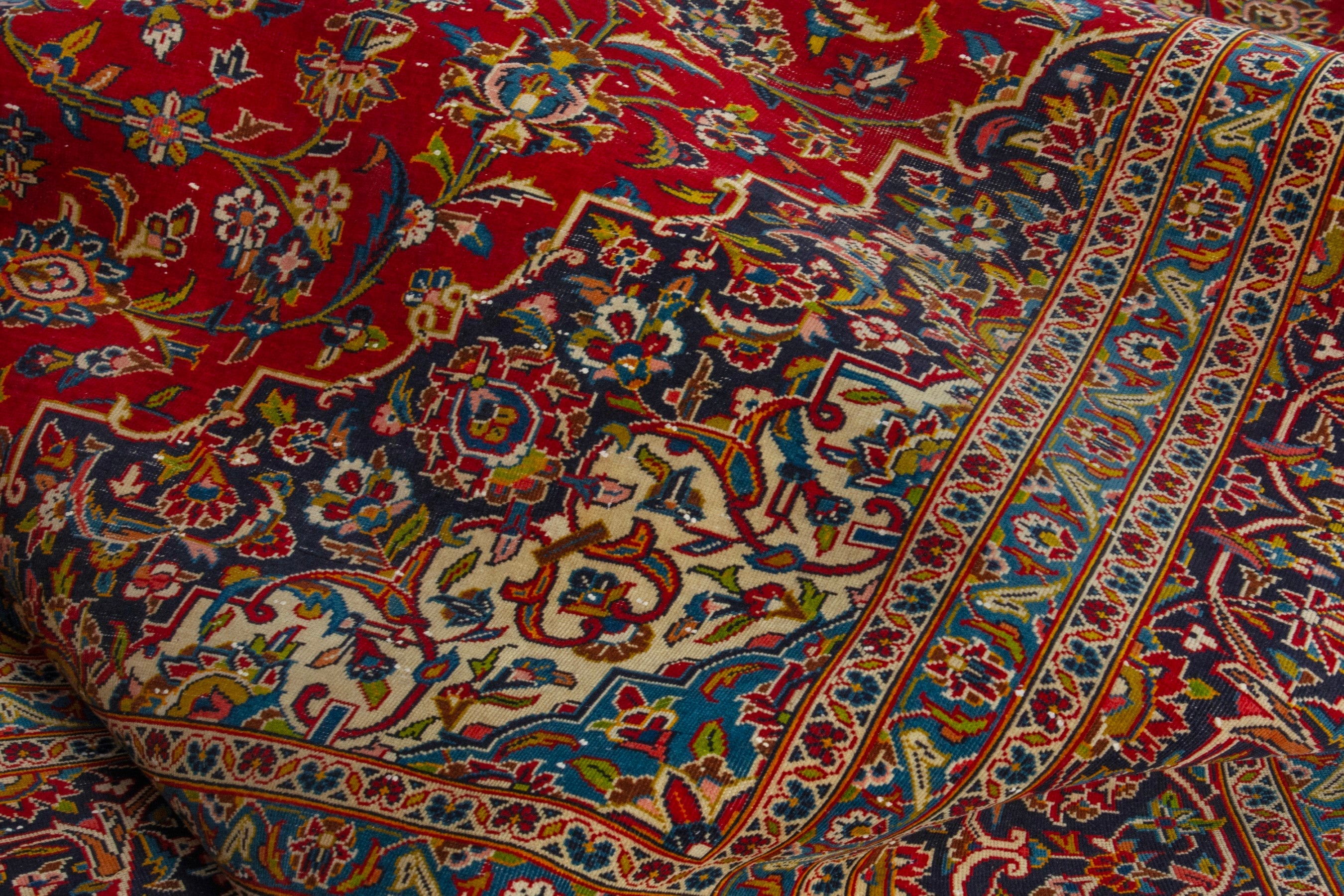 Persian Kashan oversized rug in deep red and brown, view 16 of 22