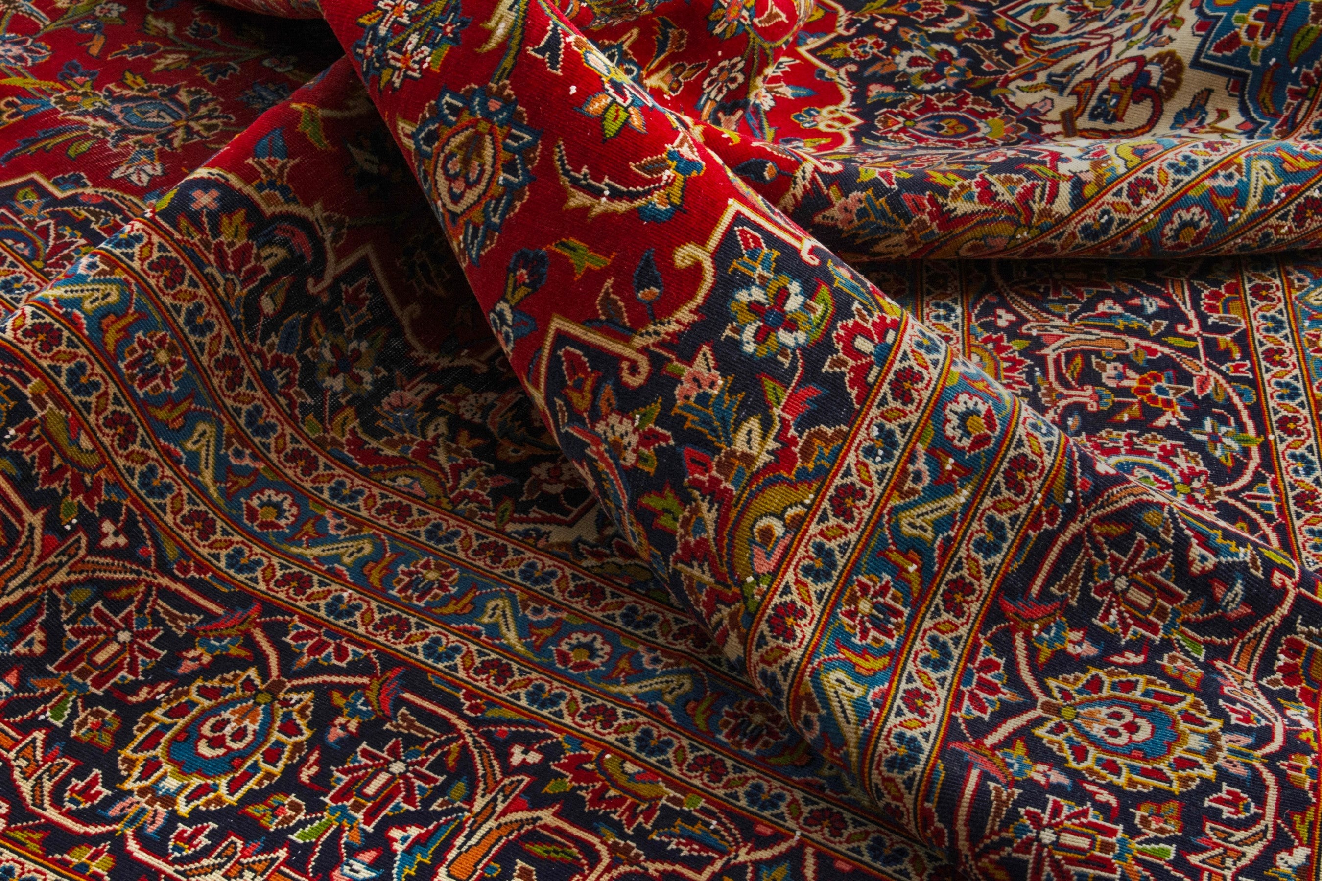 Persian Kashan oversized rug in deep red and brown, view 18 of 22