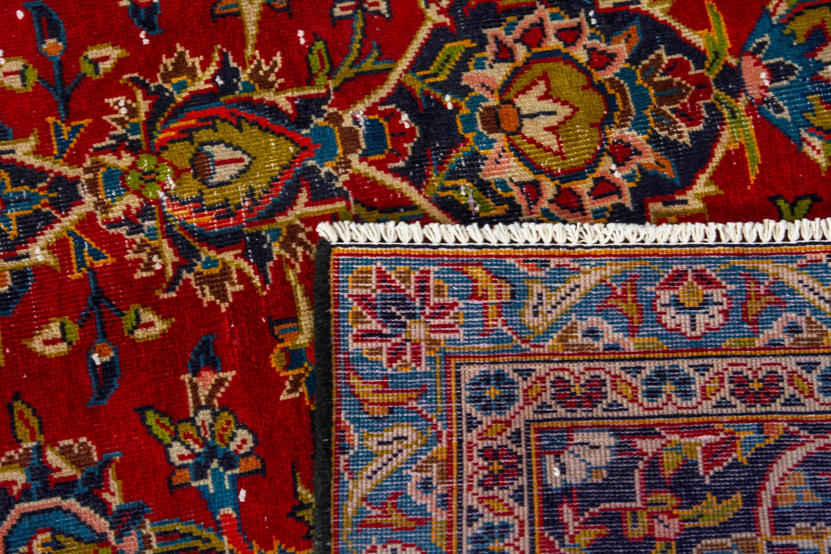 Persian Kashan oversized rug in deep red and brown, view 22 of 22