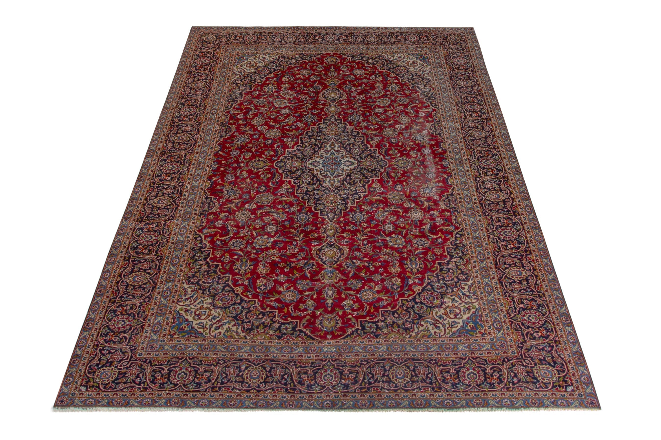 Persian Kashan oversized rug in deep red and brown, view 2 of 22
