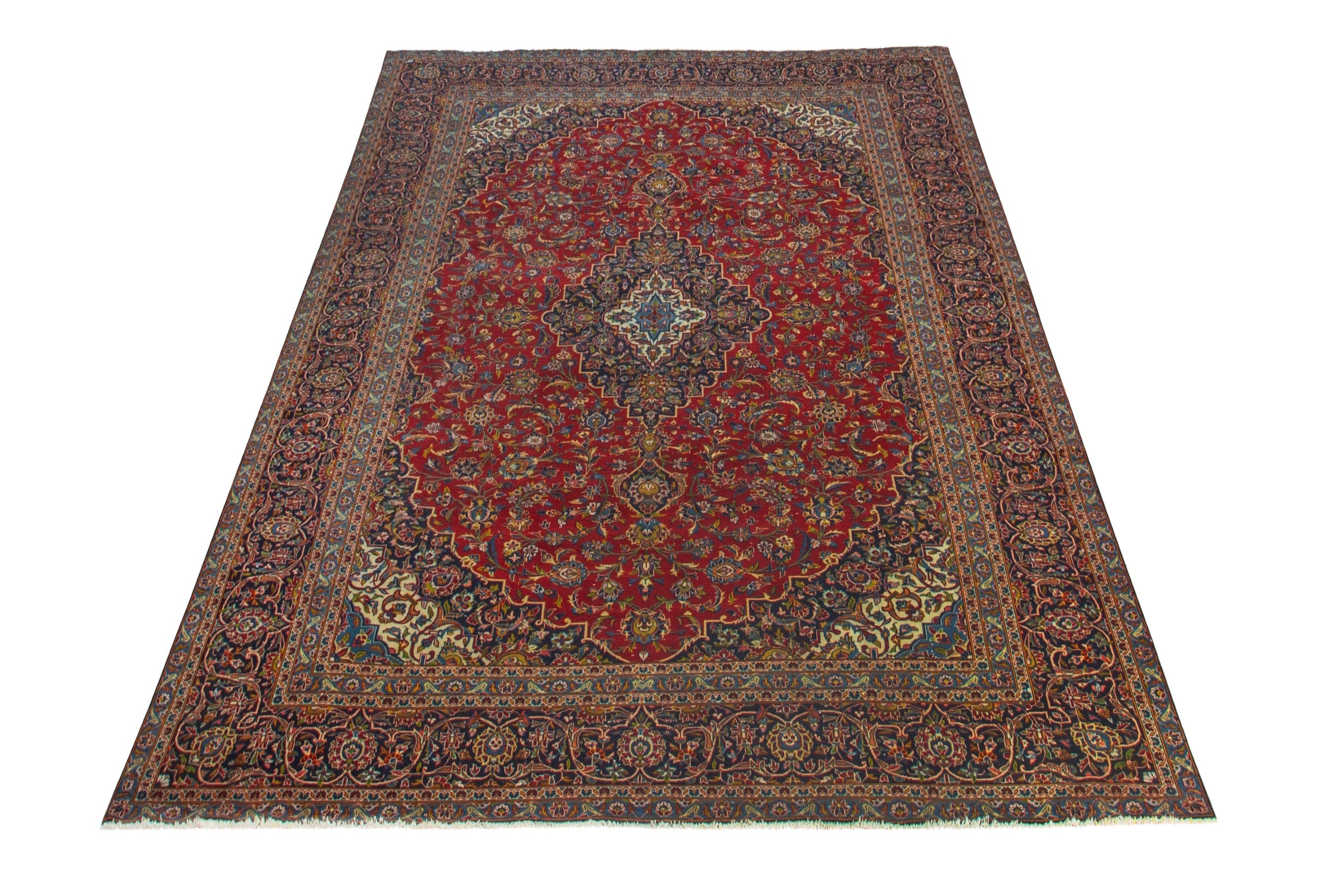 Persian Kashan oversized rug in deep red and brown, view 3 of 22