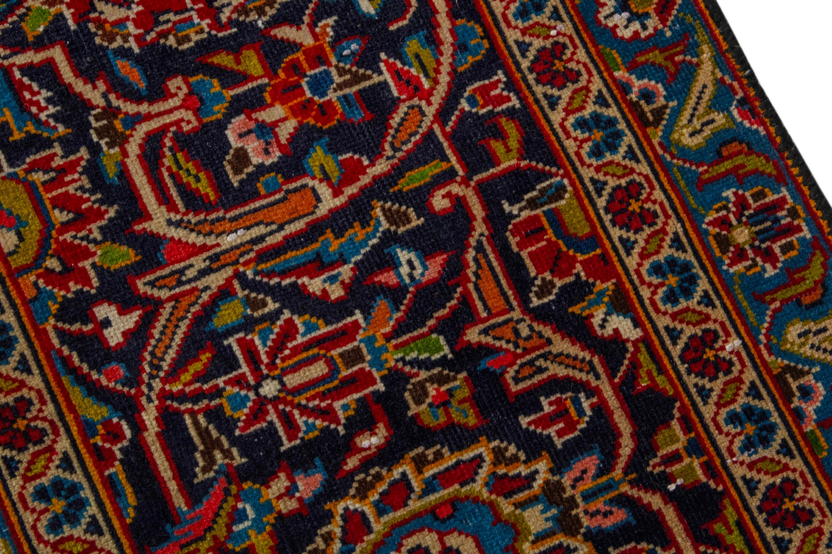 Persian Kashan oversized rug in deep red and brown, view 7 of 22
