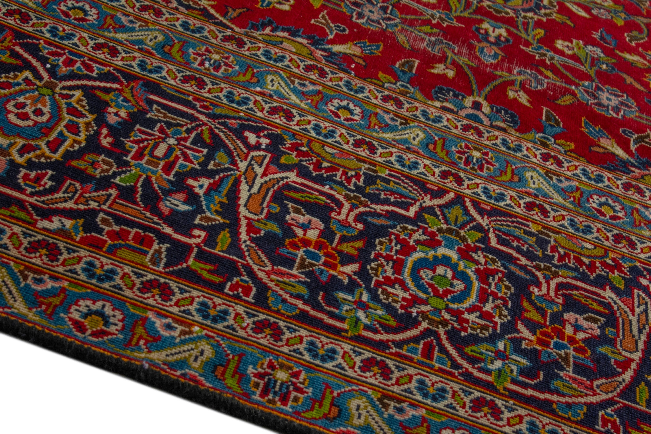Persian Kashan oversized rug in deep red and brown, view 8 of 22