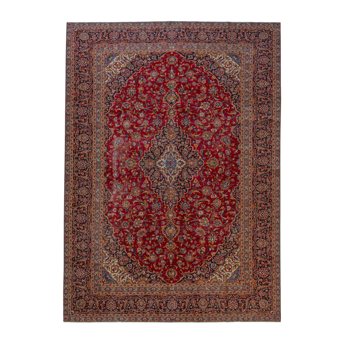 Persian Kashan oversized rug in deep red and brown, 9'10" x 13'