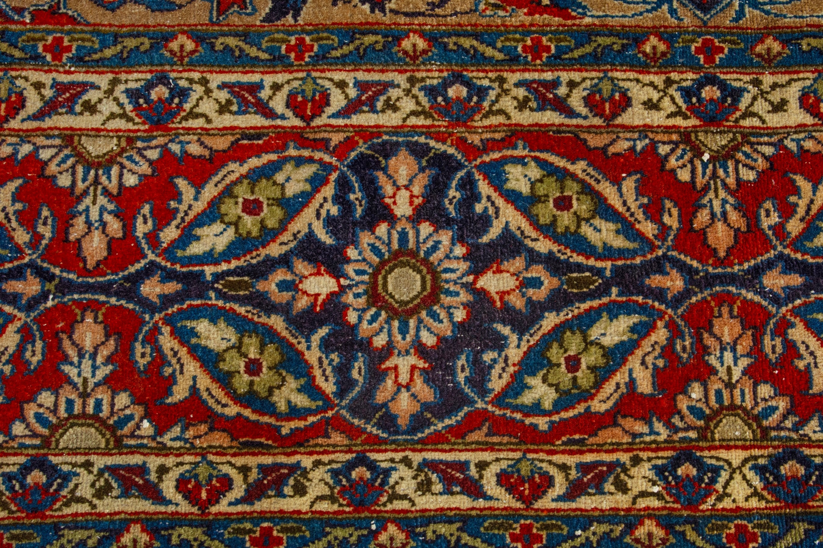 Persian Kashmar oversized rug in navy and terracotta, view 11 of 19