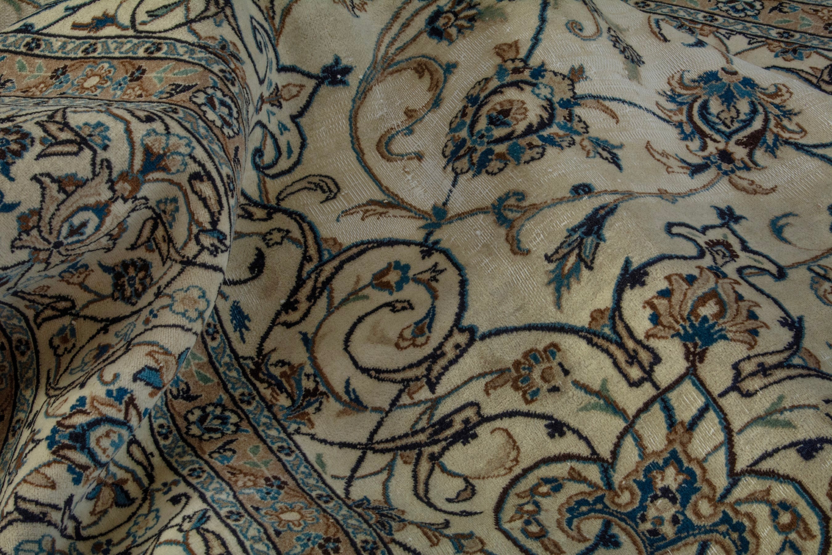 Persian Nain oversized rug in cream and charcoal, view 14 of 18