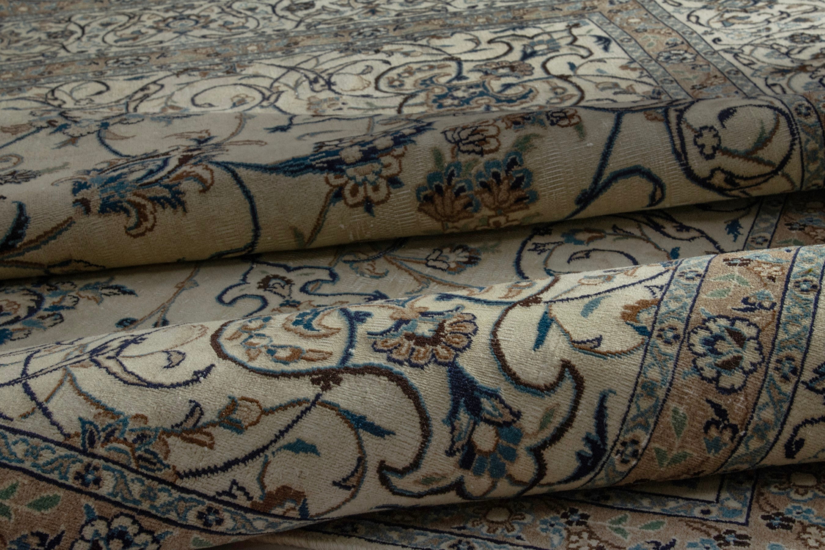 Persian Nain oversized rug in cream and charcoal, view 16 of 18