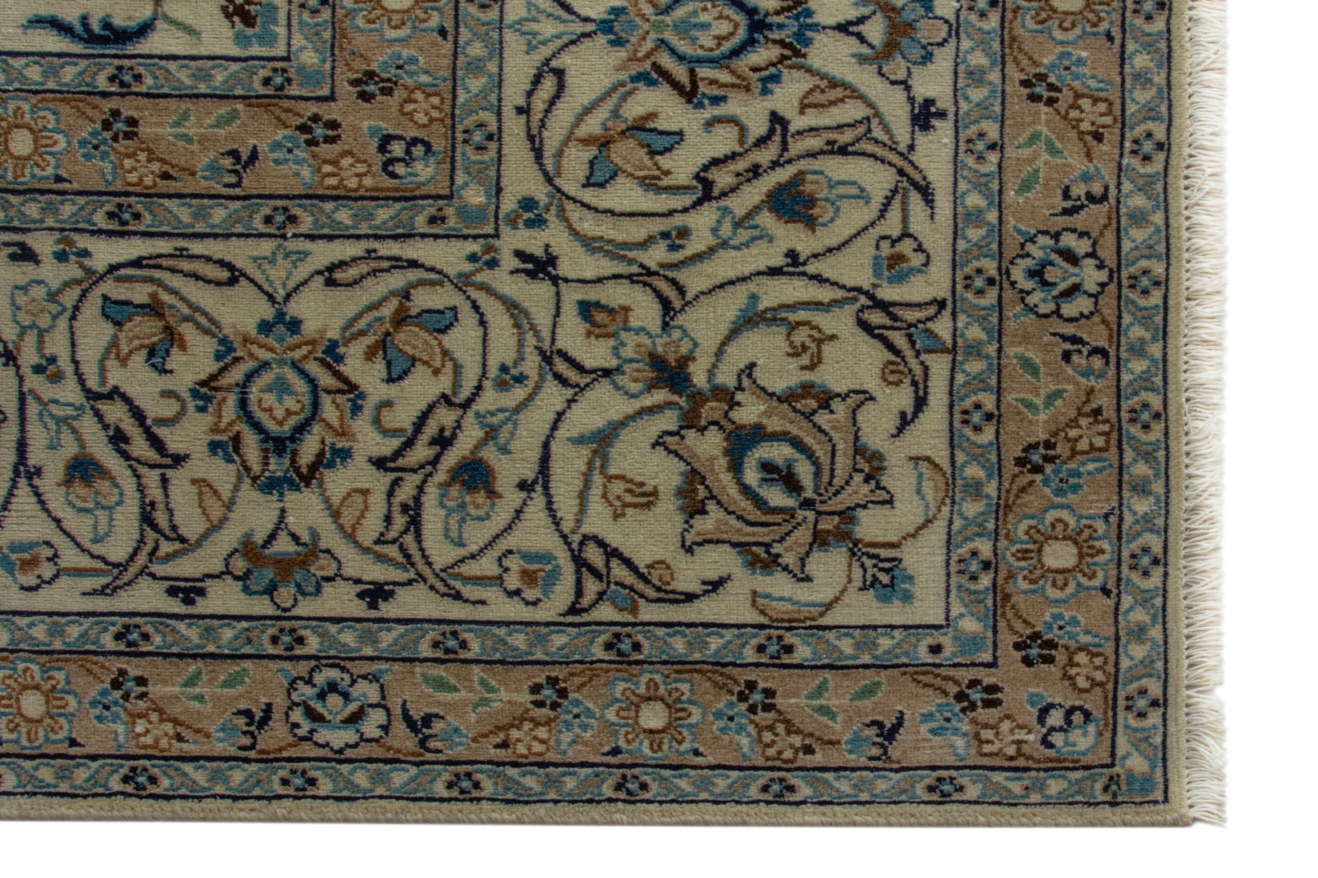 Persian Nain oversized rug in cream and charcoal, view 5 of 18