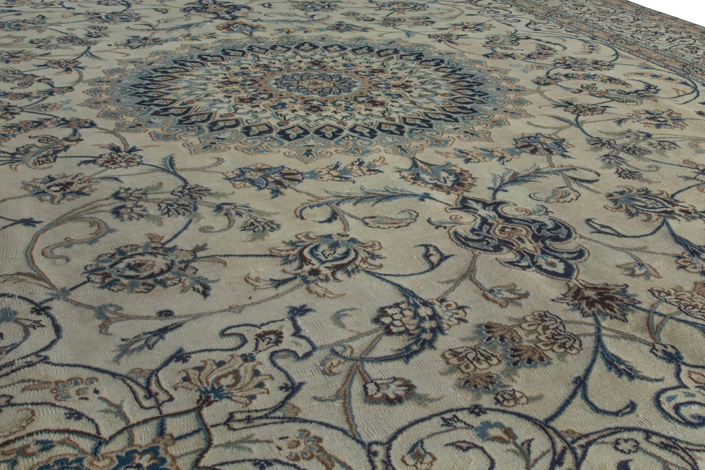 Persian Nain oversized rug in cream and charcoal, view 8 of 18