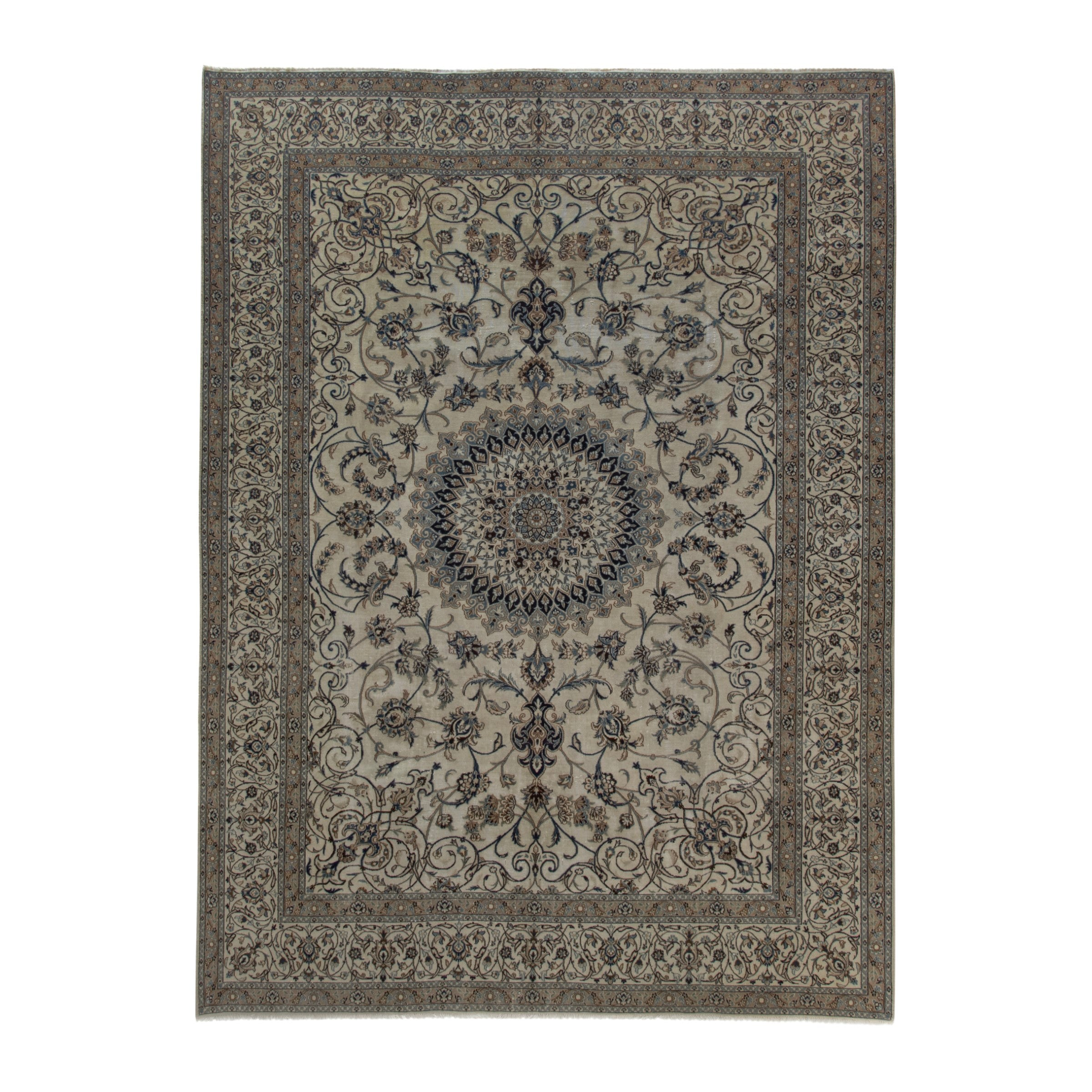 Persian Nain oversized rug in cream and charcoal, 9'7" x 12'10"