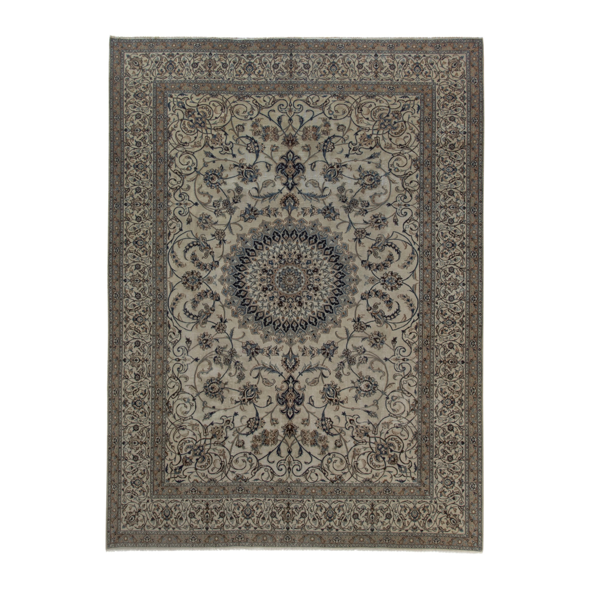 Persian Nain oversized rug in cream and charcoal, 9'7" x 12'10"