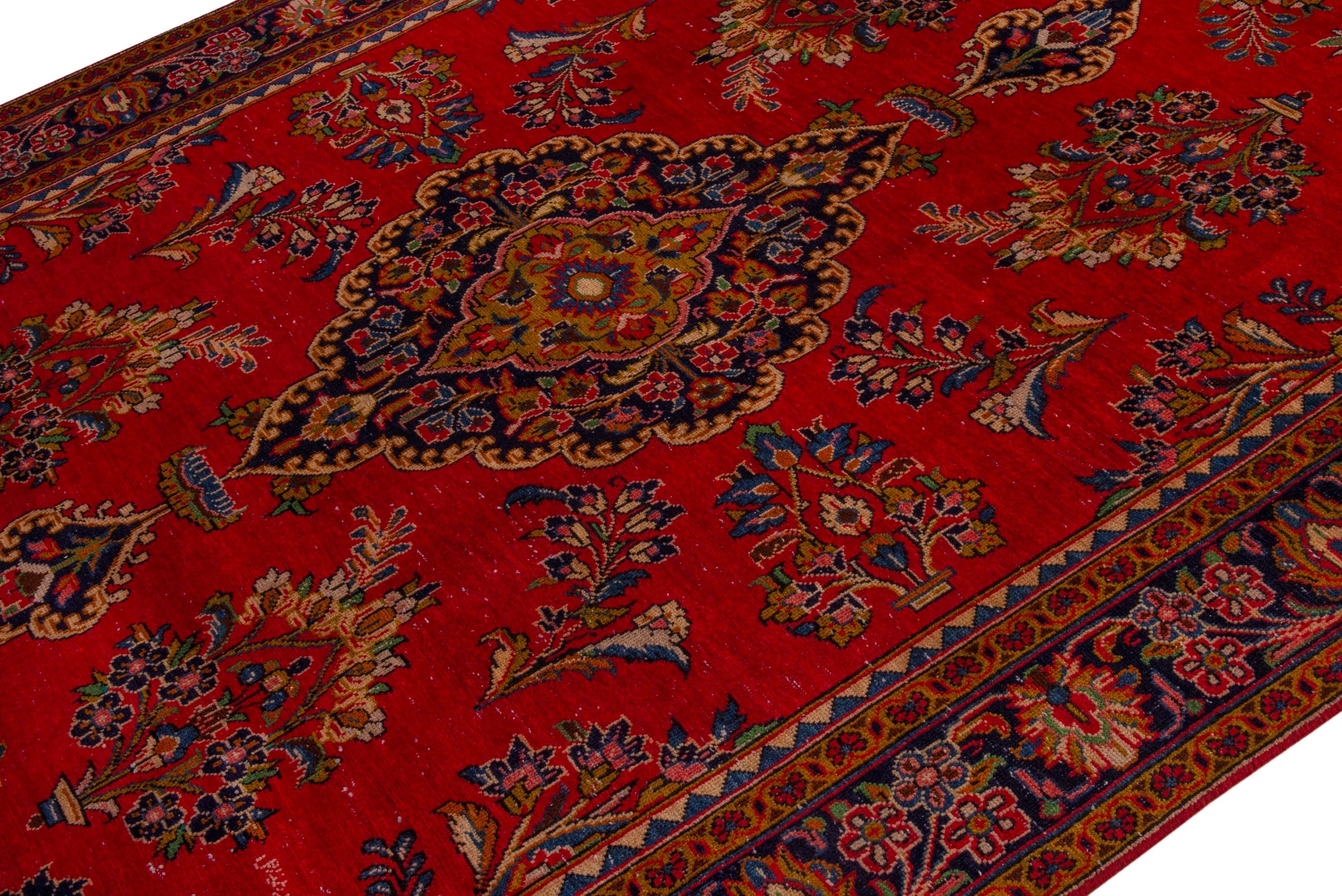 Persian Vist oversized rug in deep red and gold, view 4 of 24