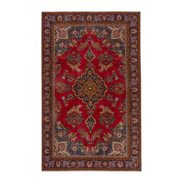 Persian Vist oversized rug in deep red and gold, 6'8" x 10'7"
