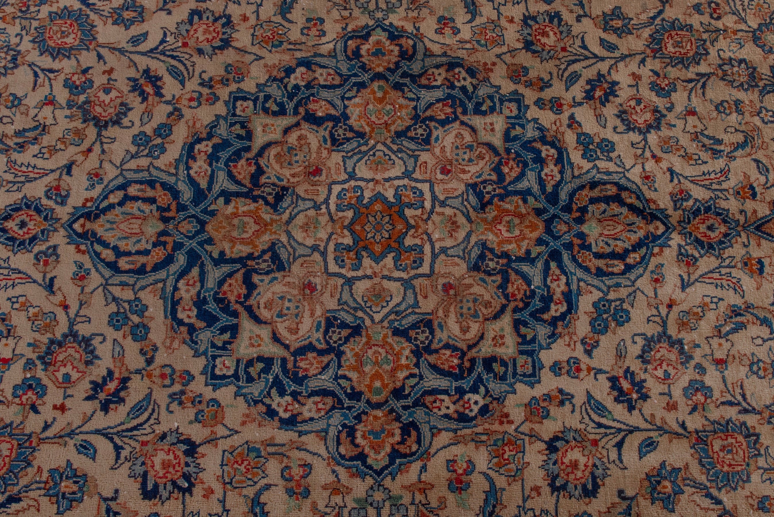 Persian Kashmar oversized rug in cream and navy, view 13 of 25