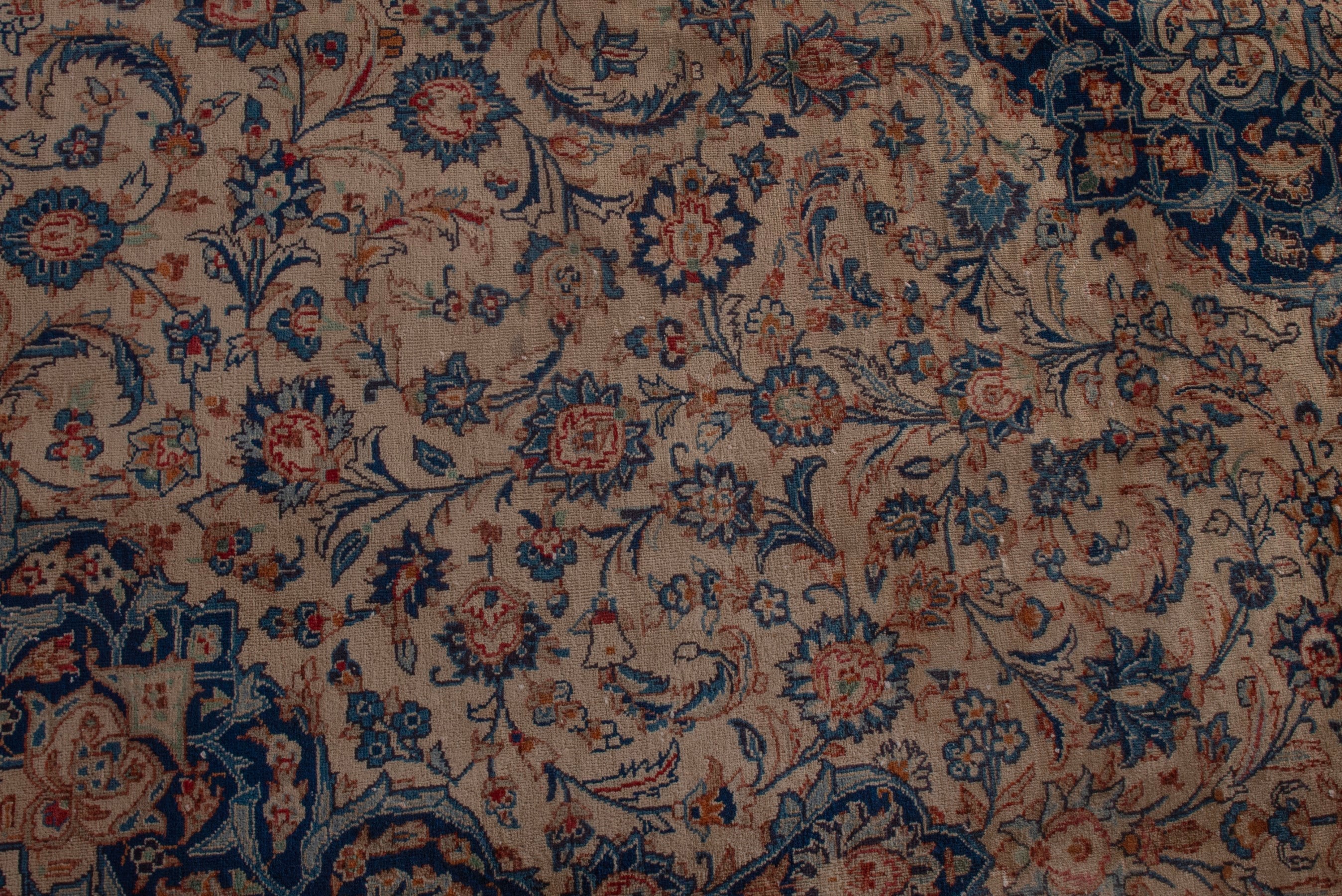 Persian Kashmar oversized rug in cream and navy, view 14 of 25