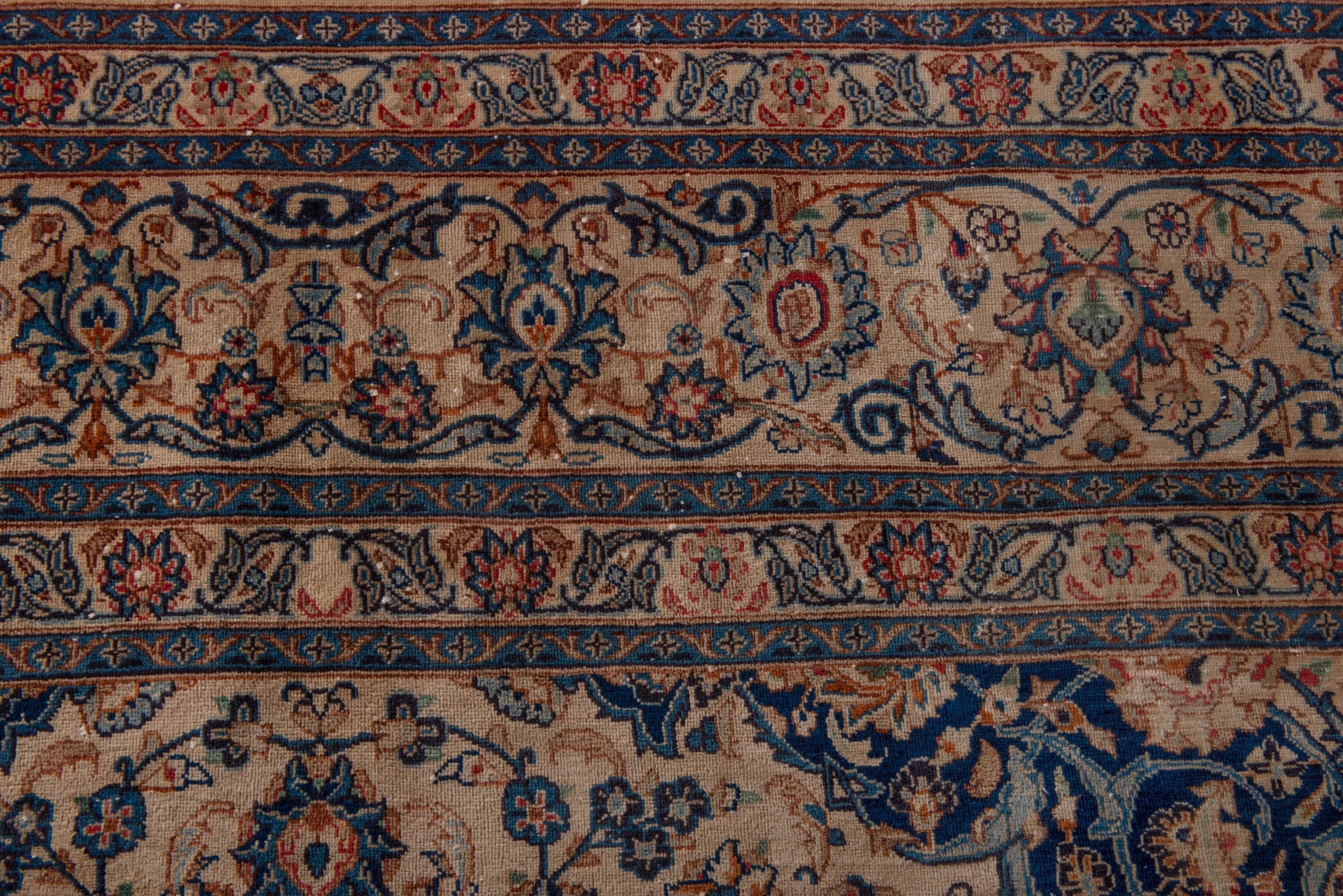 Persian Kashmar oversized rug in cream and navy, view 15 of 25