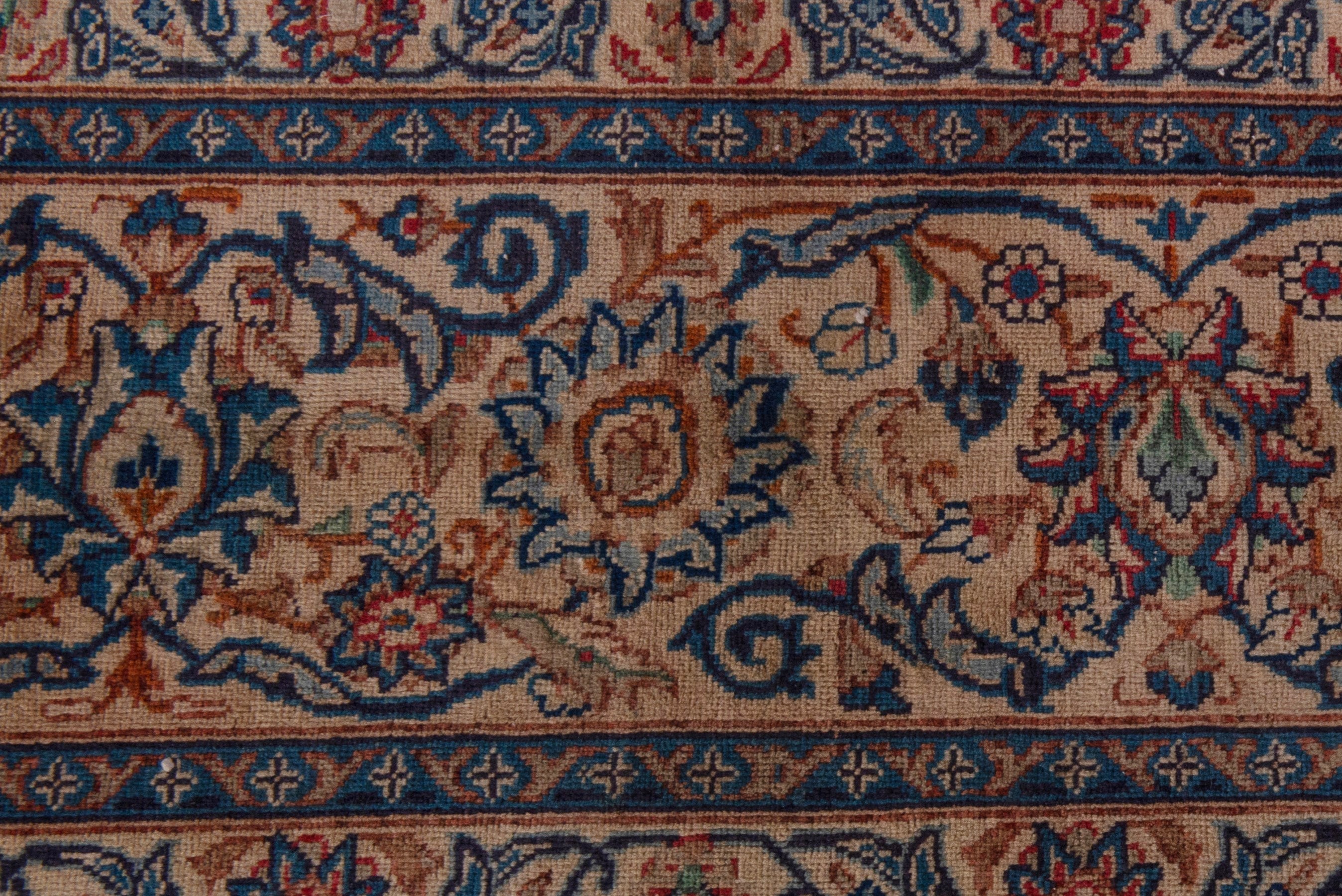 Persian Kashmar oversized rug in cream and navy, view 16 of 25