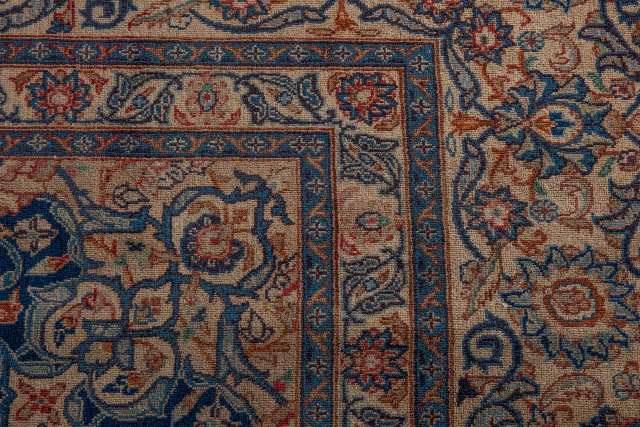 Persian Kashmar oversized rug in cream and navy, view 18 of 25