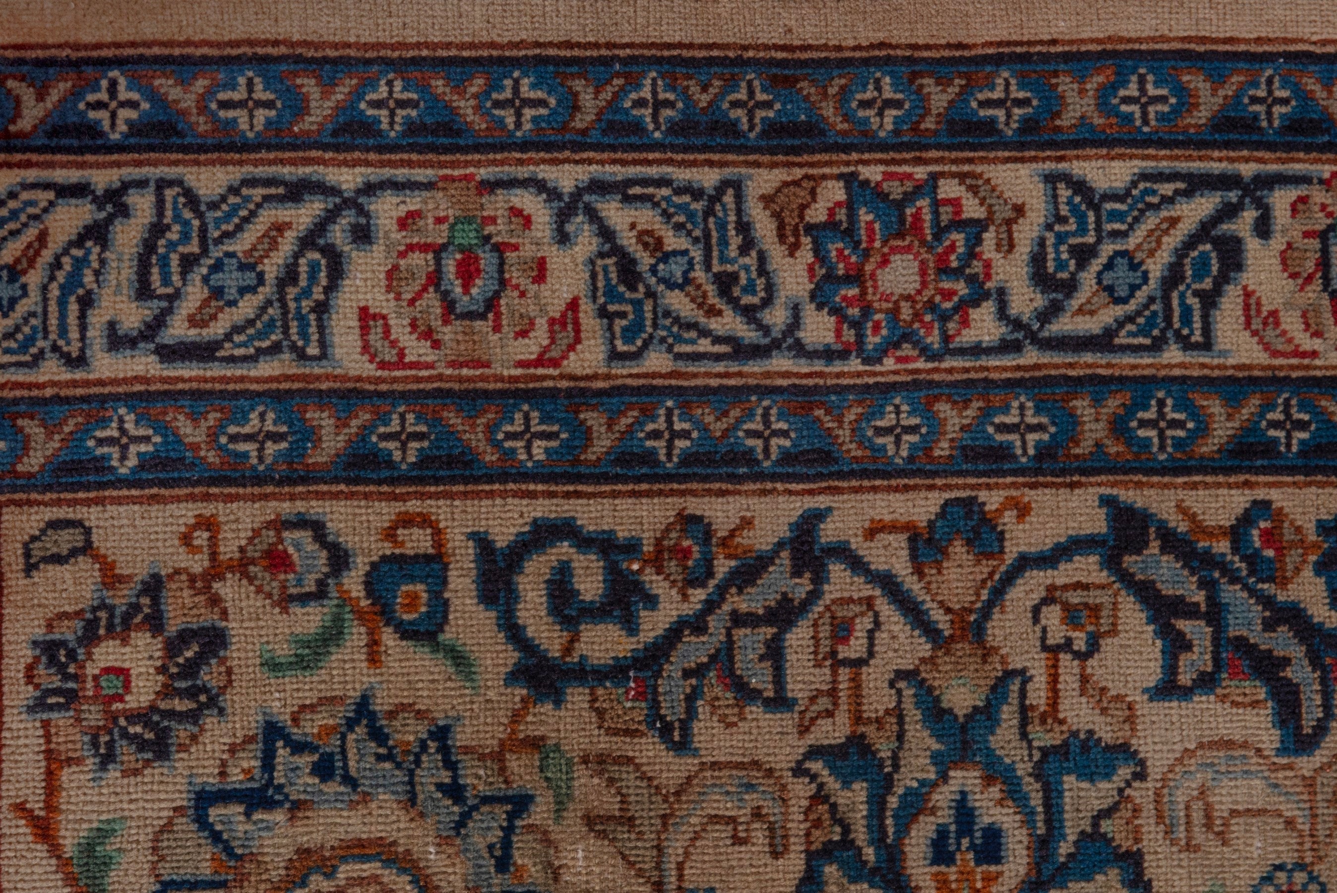 Persian Kashmar oversized rug in cream and navy, view 20 of 25