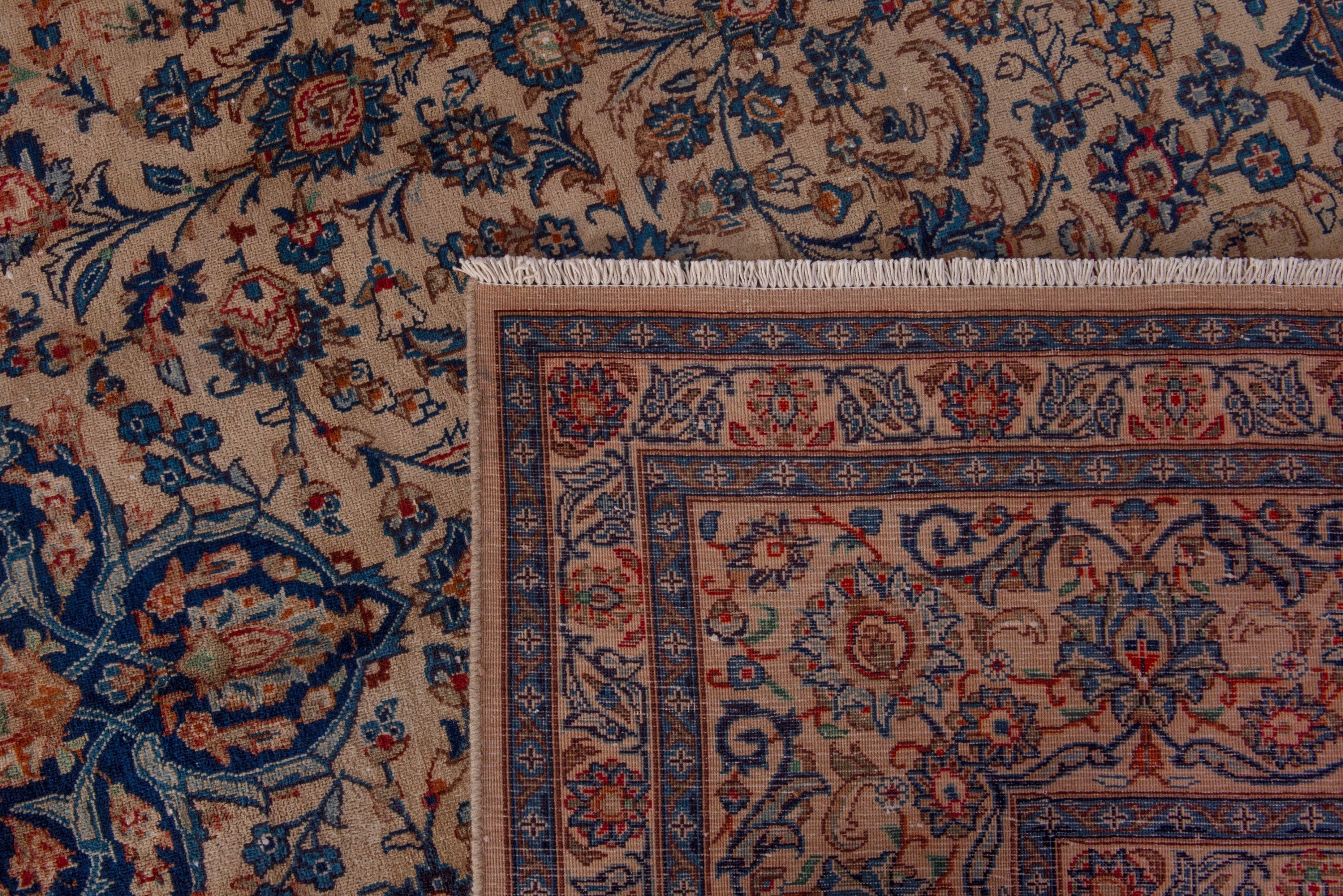 Persian Kashmar oversized rug in cream and navy, view 25 of 25