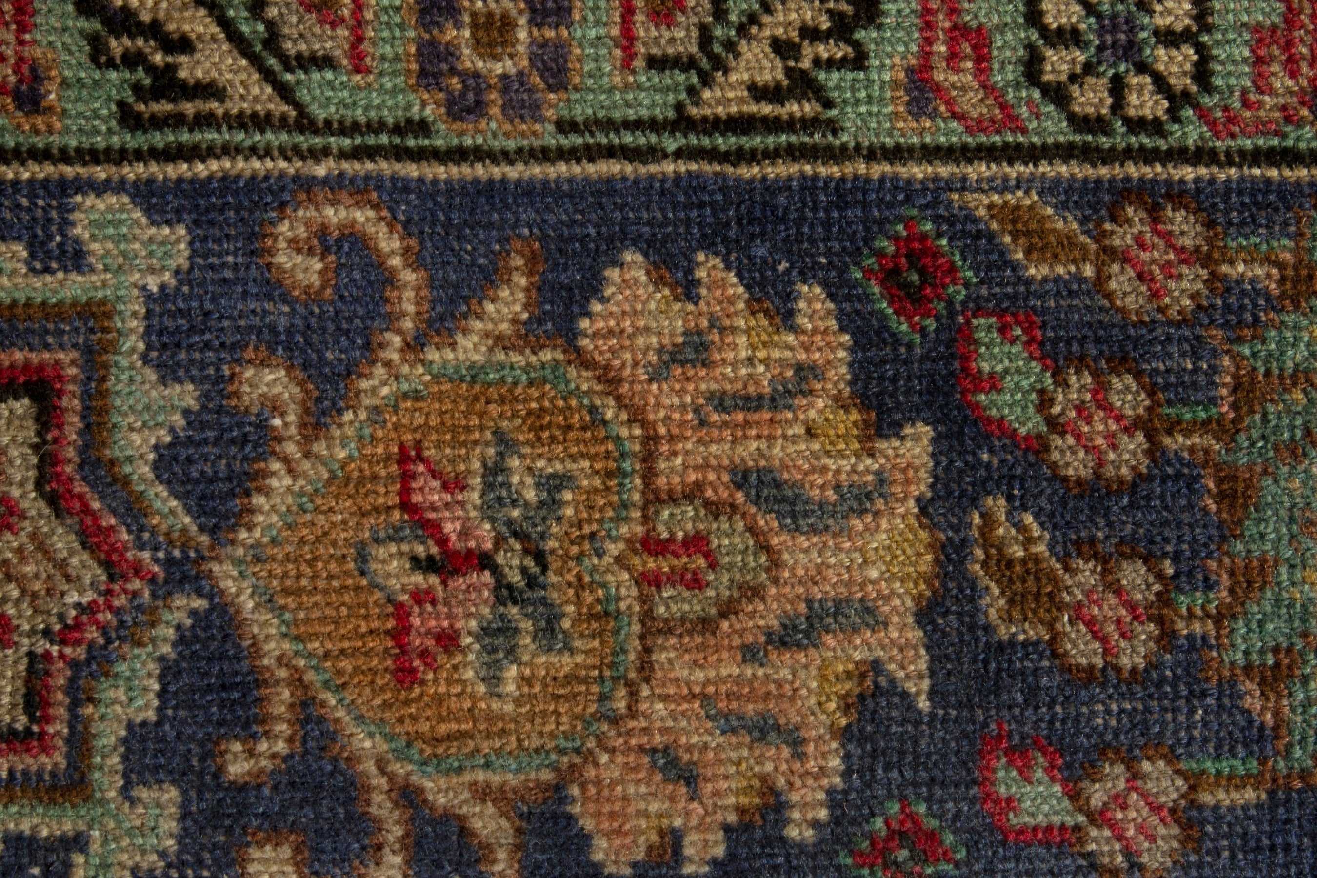 Persian Tabriz area rug in deep red and navy, view 11 of 19