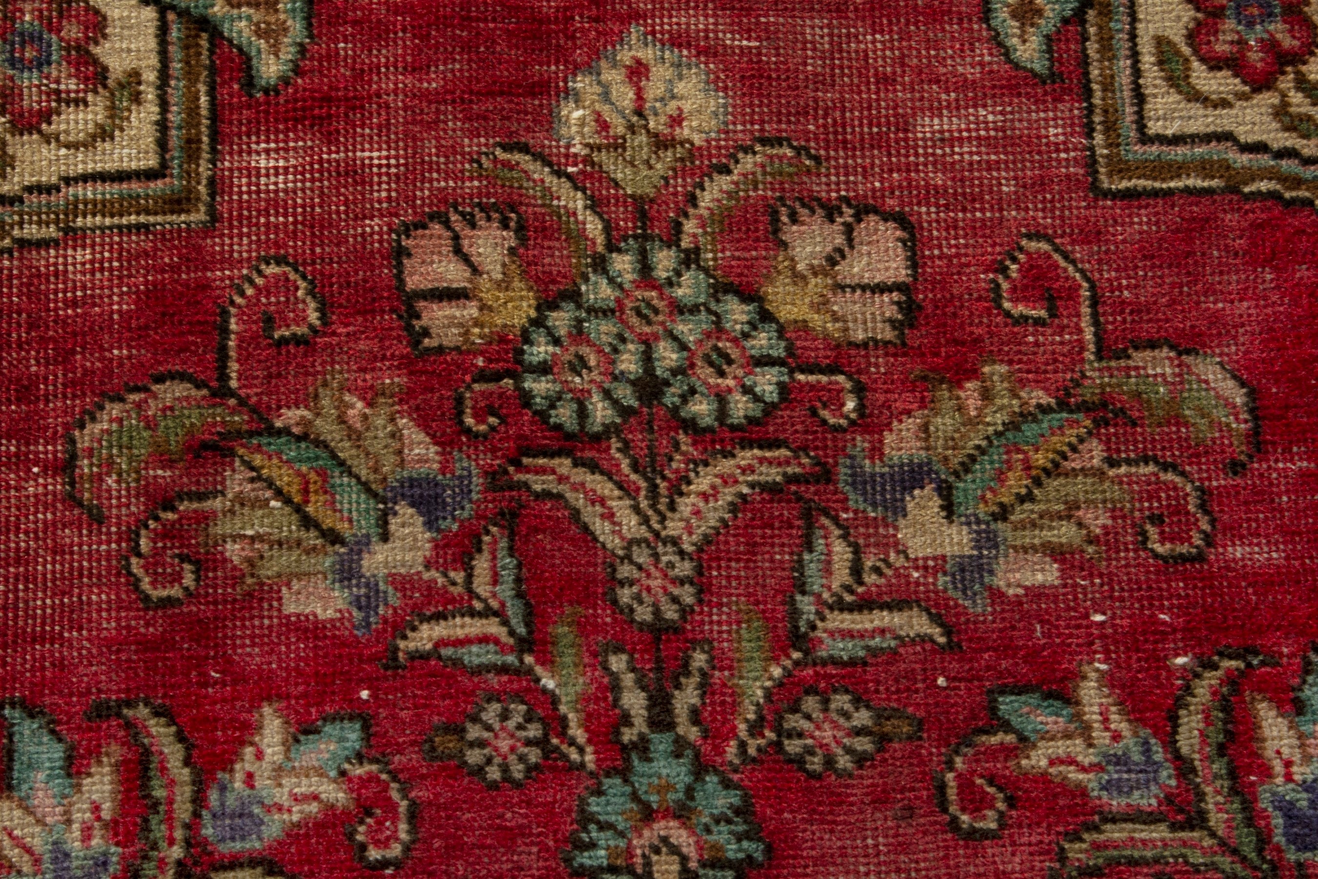 Persian Tabriz area rug in deep red and navy, view 12 of 19