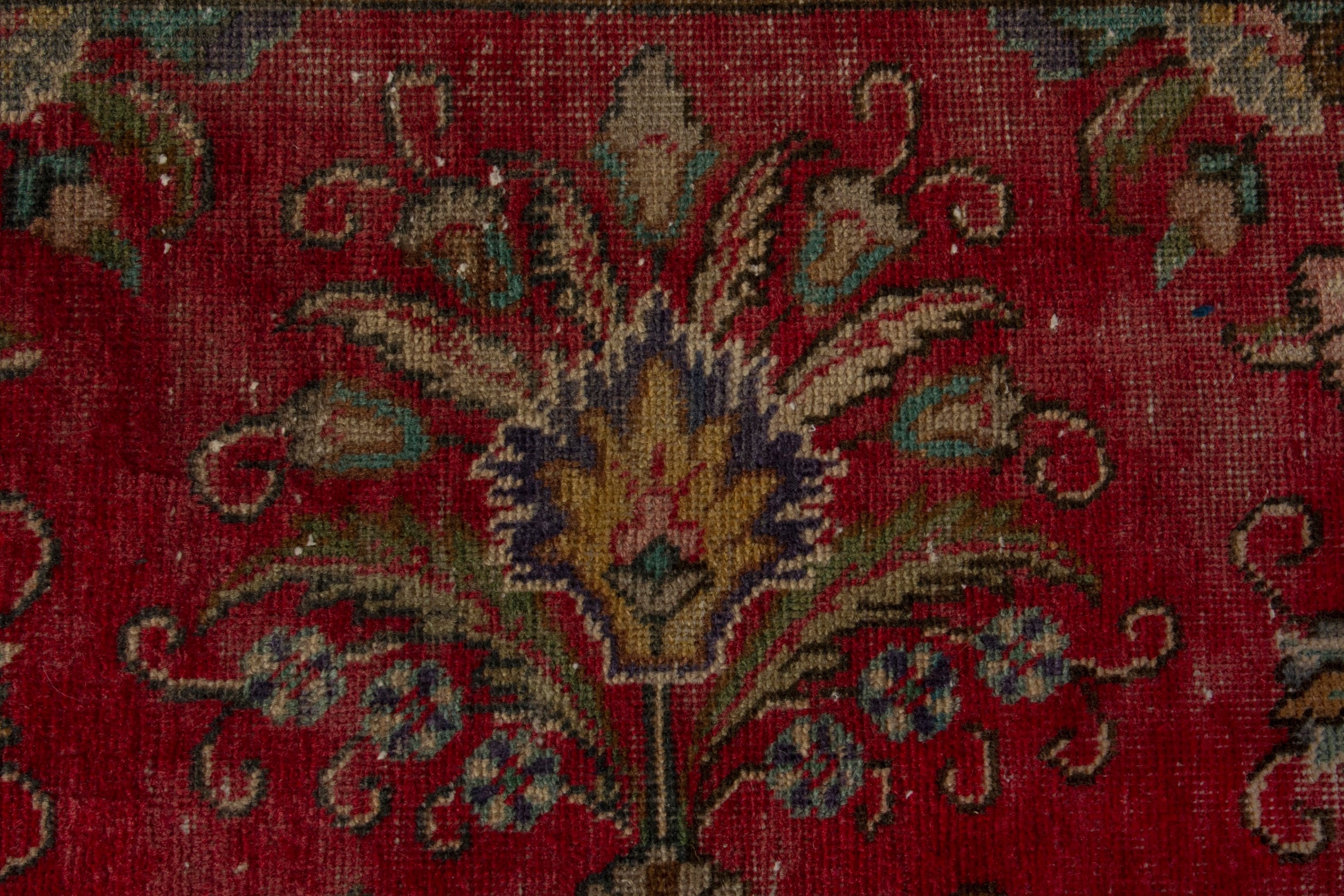 Persian Tabriz area rug in deep red and navy, view 13 of 19