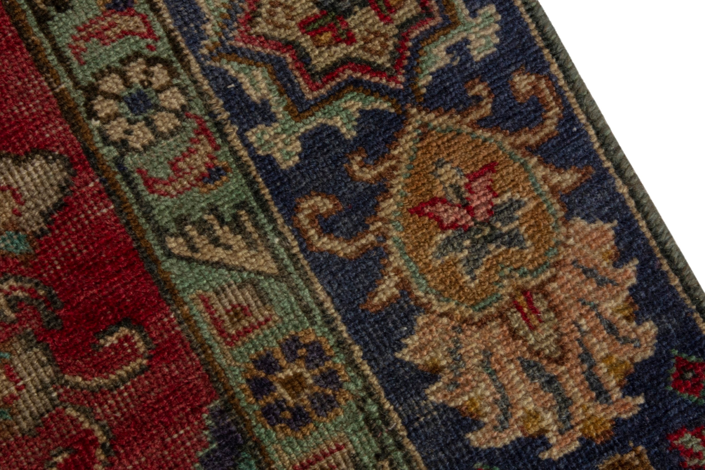 Persian Tabriz area rug in deep red and navy, view 7 of 19