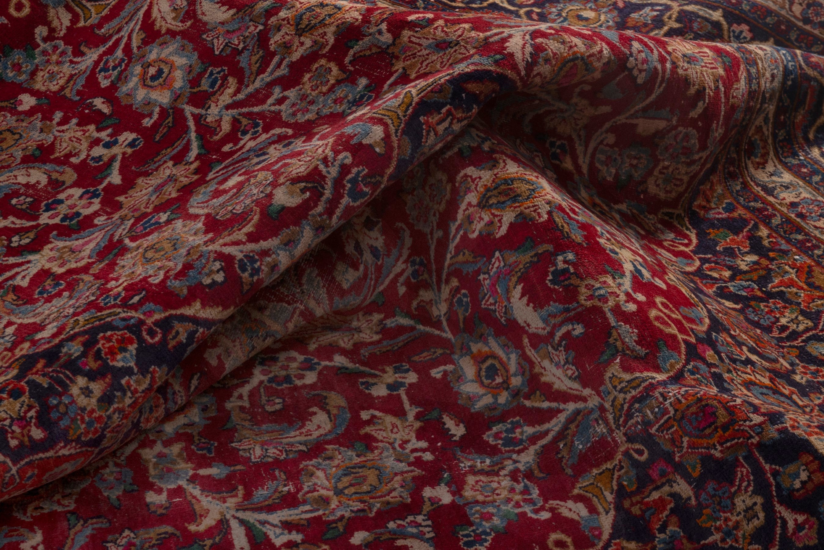 Persian Mashhad oversized rug in burgundy and deep red, view 21 of 24
