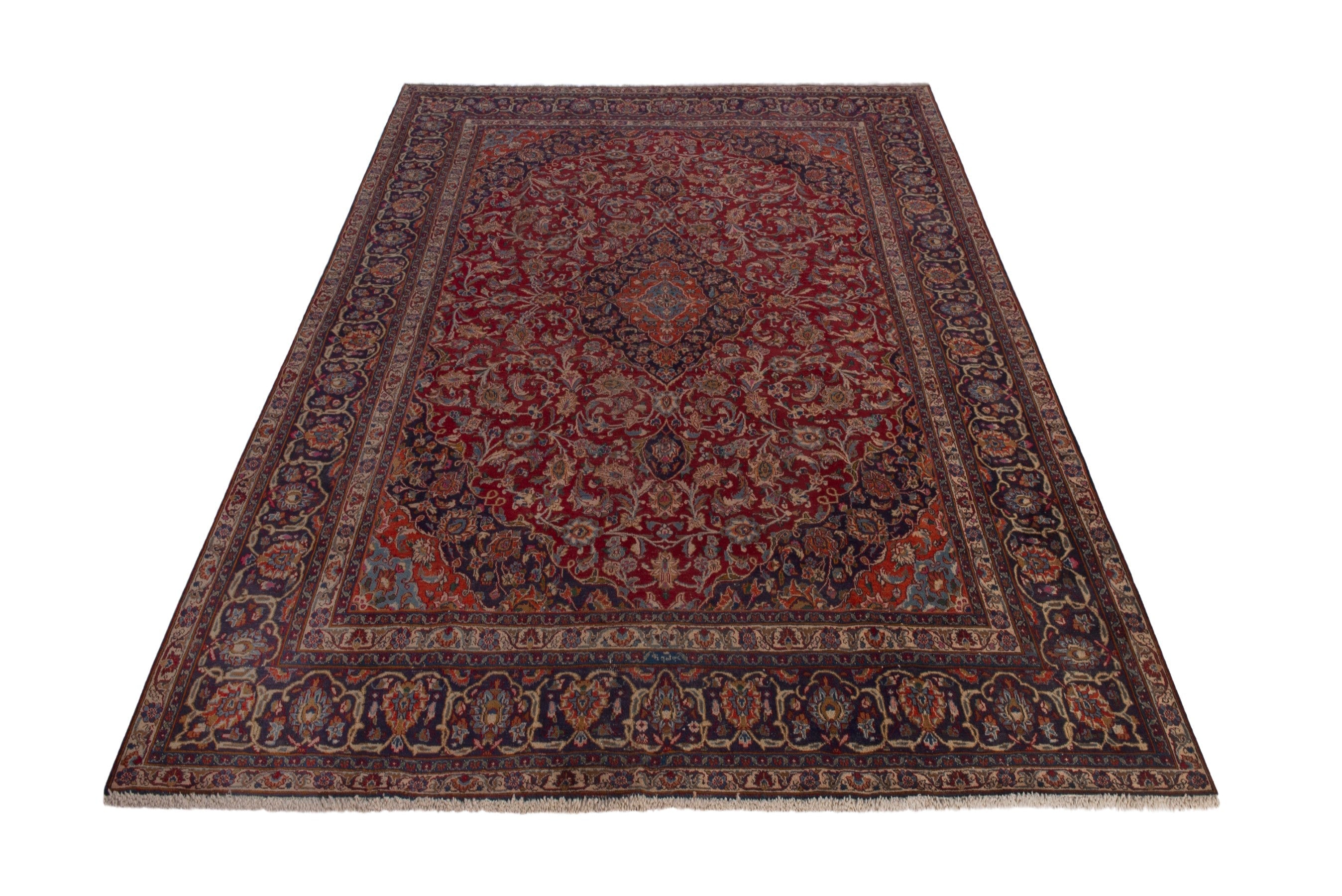 Persian Mashhad oversized rug in burgundy and deep red, view 2 of 24