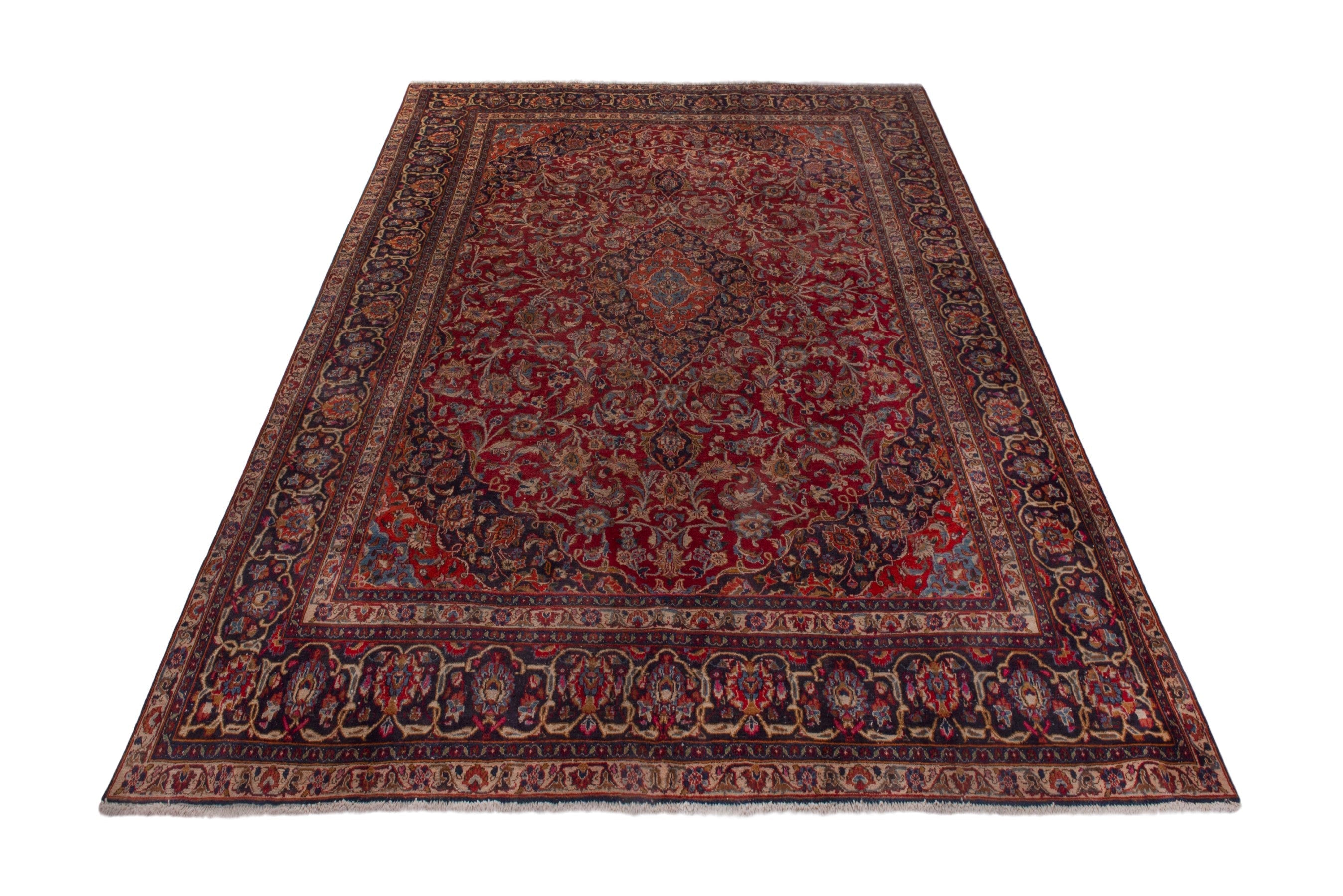 Persian Mashhad oversized rug in burgundy and deep red, view 3 of 24
