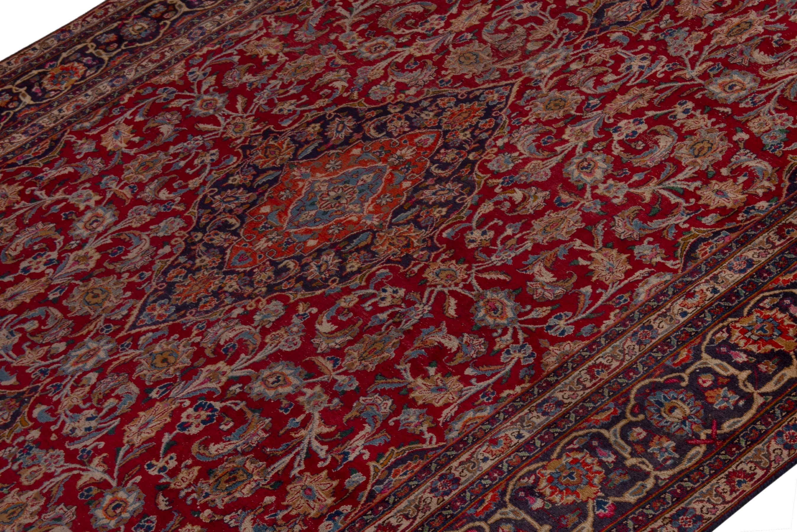Persian Mashhad oversized rug in burgundy and deep red, view 4 of 24