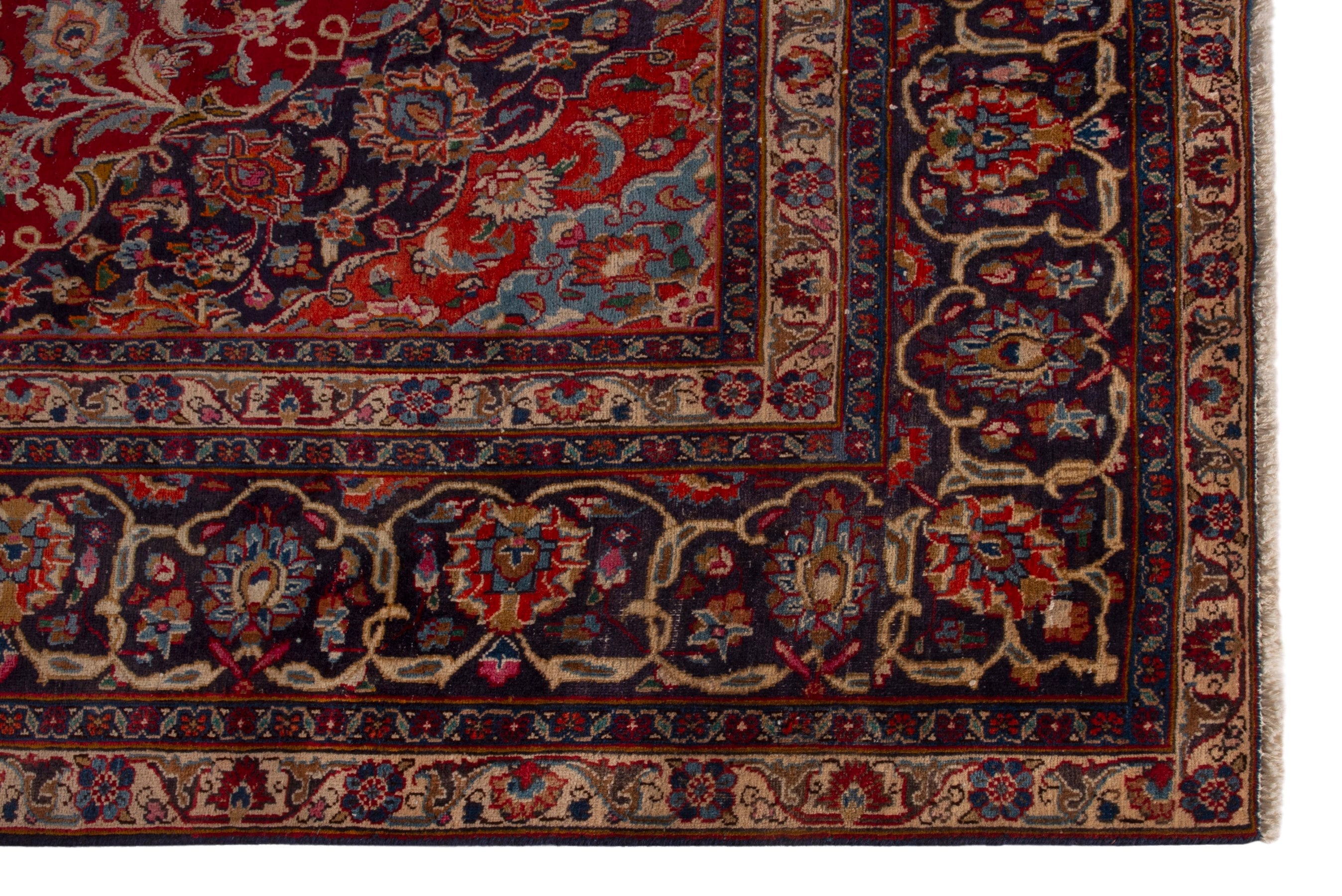 Persian Mashhad oversized rug in burgundy and deep red, view 5 of 24